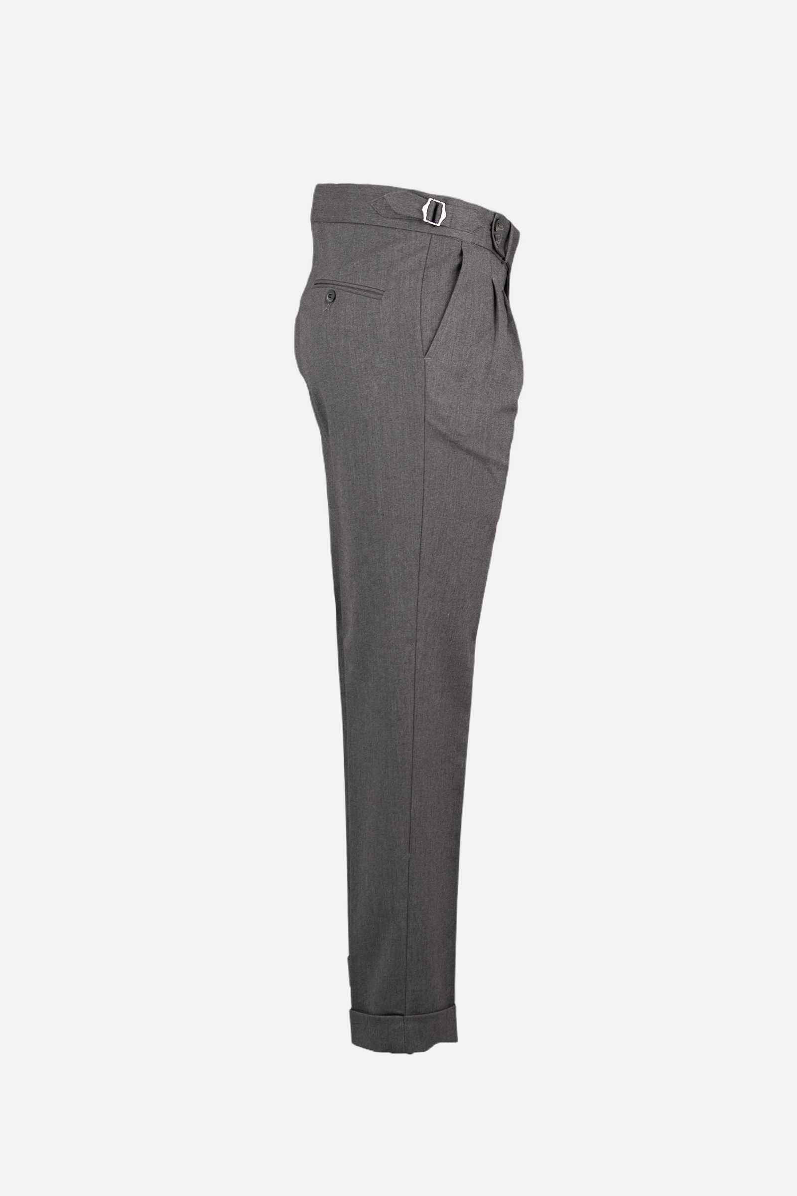 Yüksek Bel Çift Pileli Tokalı Duble Paça Pantolon - Vizon