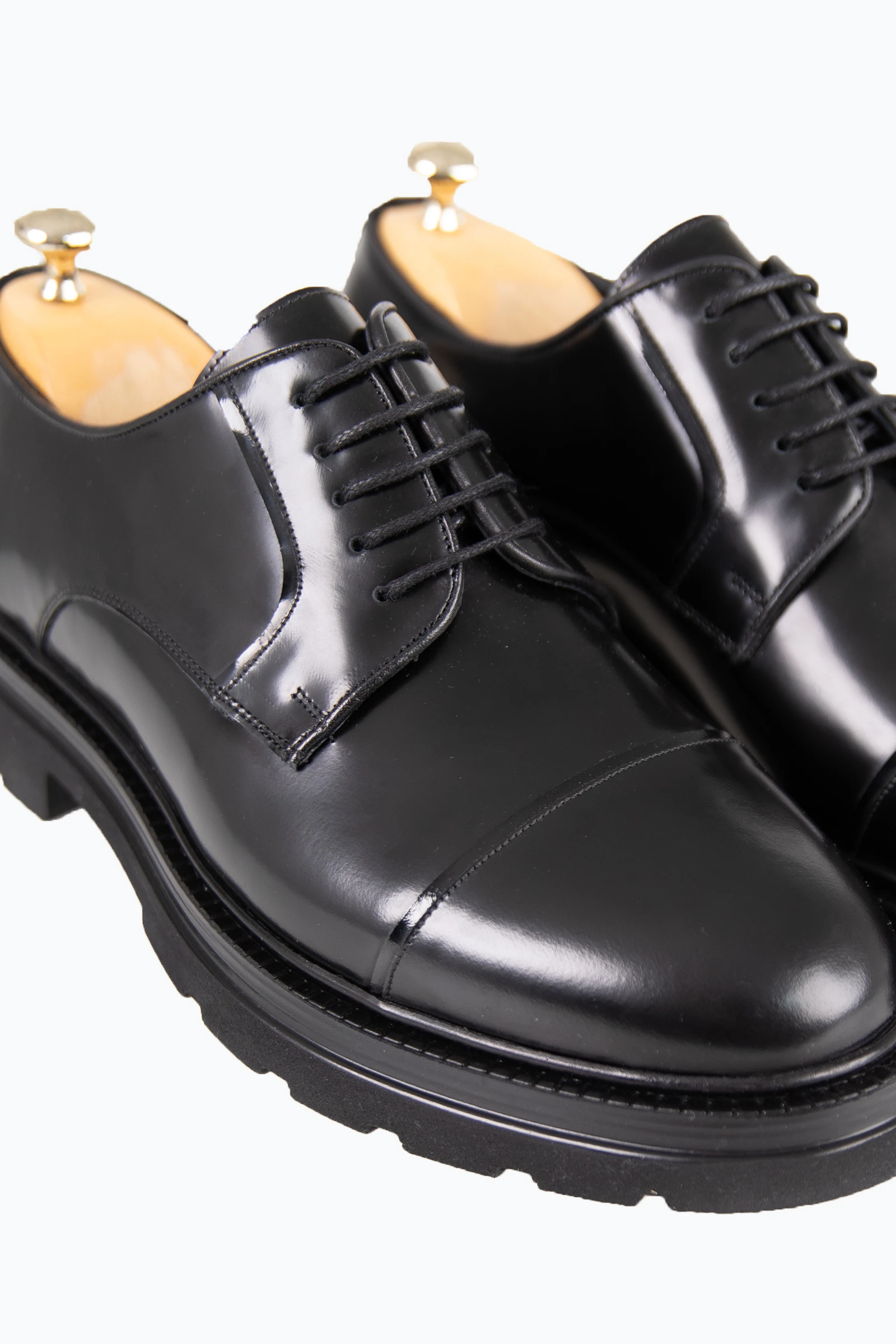 Erkek Bağcıklı Eva Taban Deri Ayakkabı - Siyah Açma