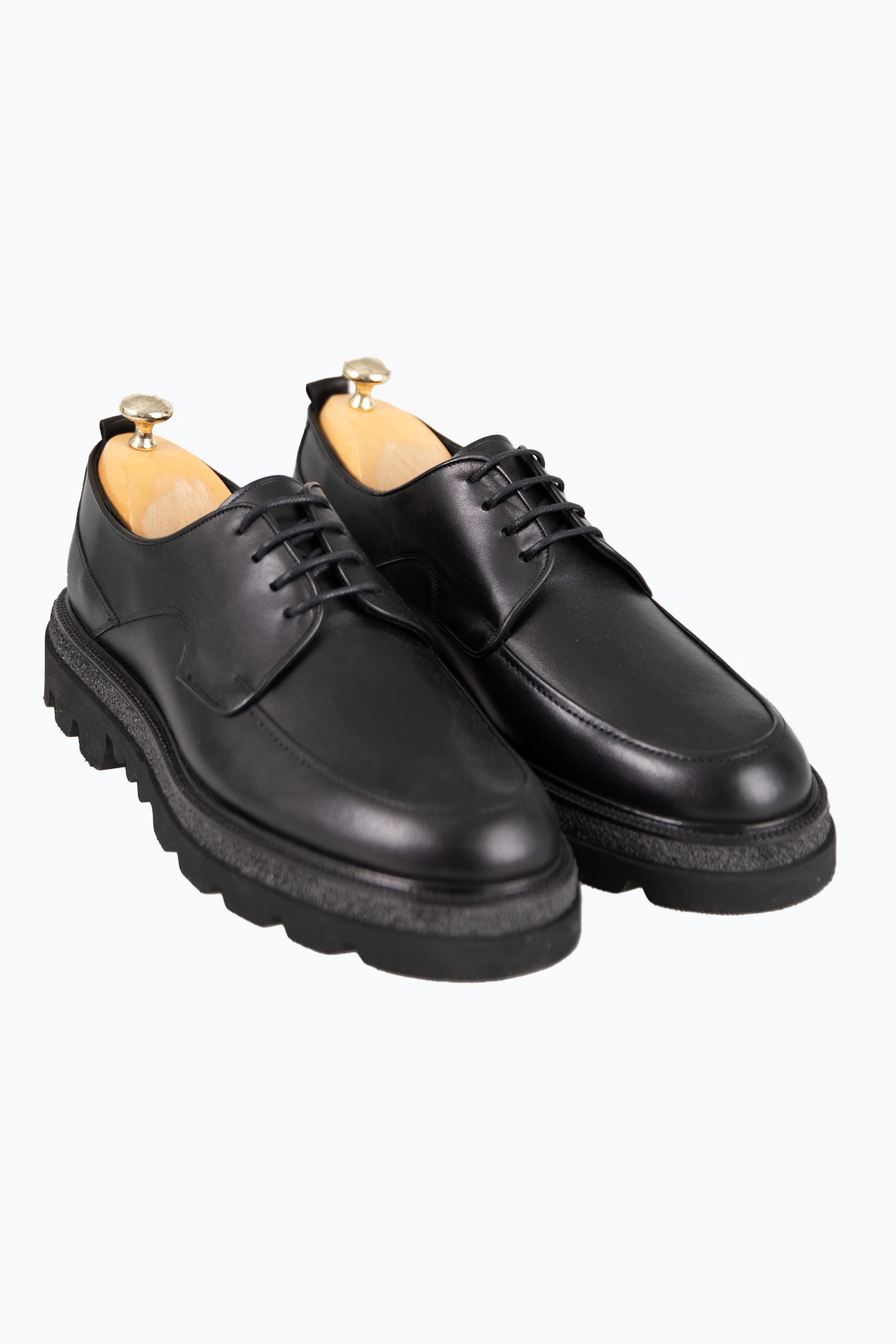 Erkek Bağcıklı Eva Taban Deri Ayakkabı - Siyah