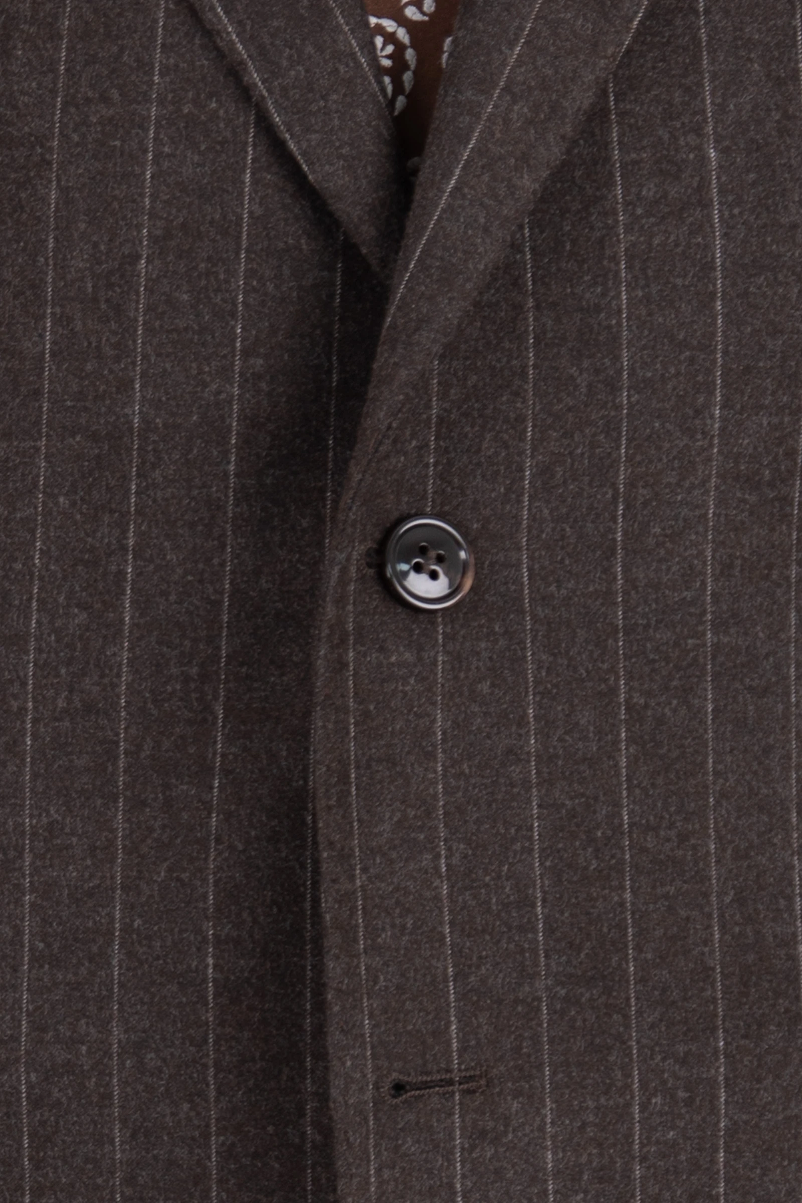 Yün Çizgili Takım Elbise - Kahverengi