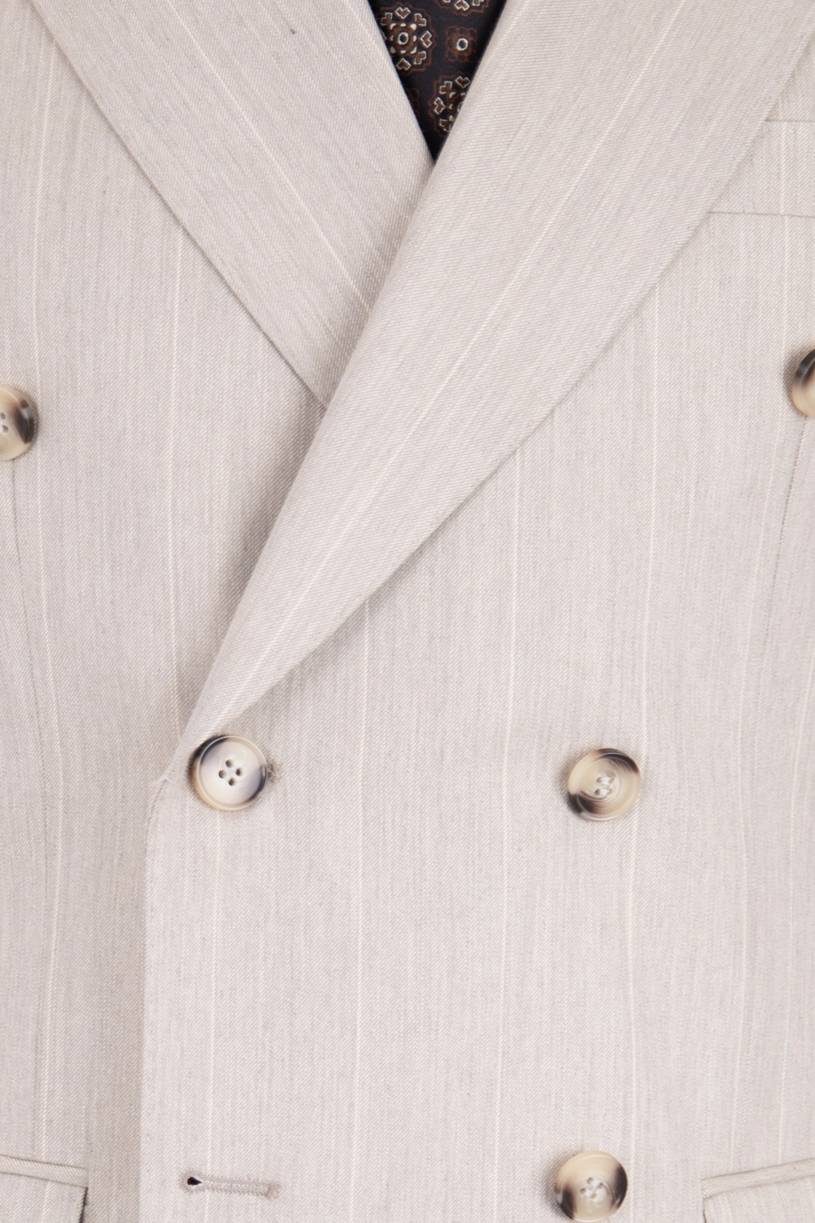 Kruvaze Çizgili Takım Elbise - Bej