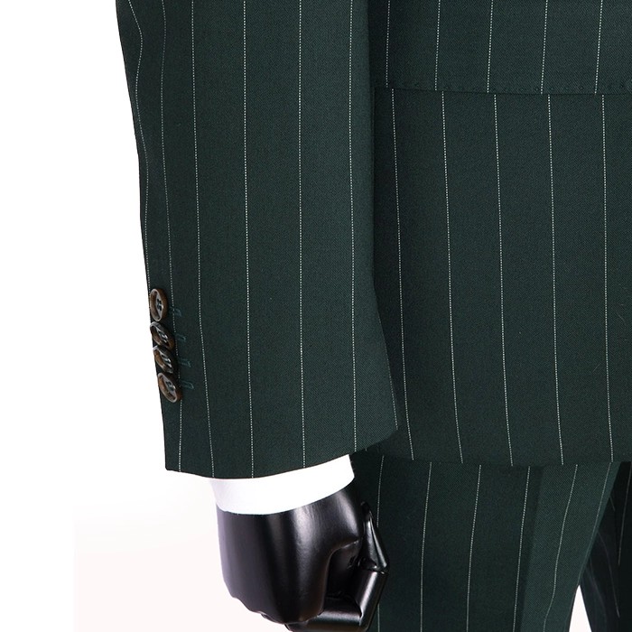 Kruvaze Geniş Çizgili Takım Elbise - Yeşil