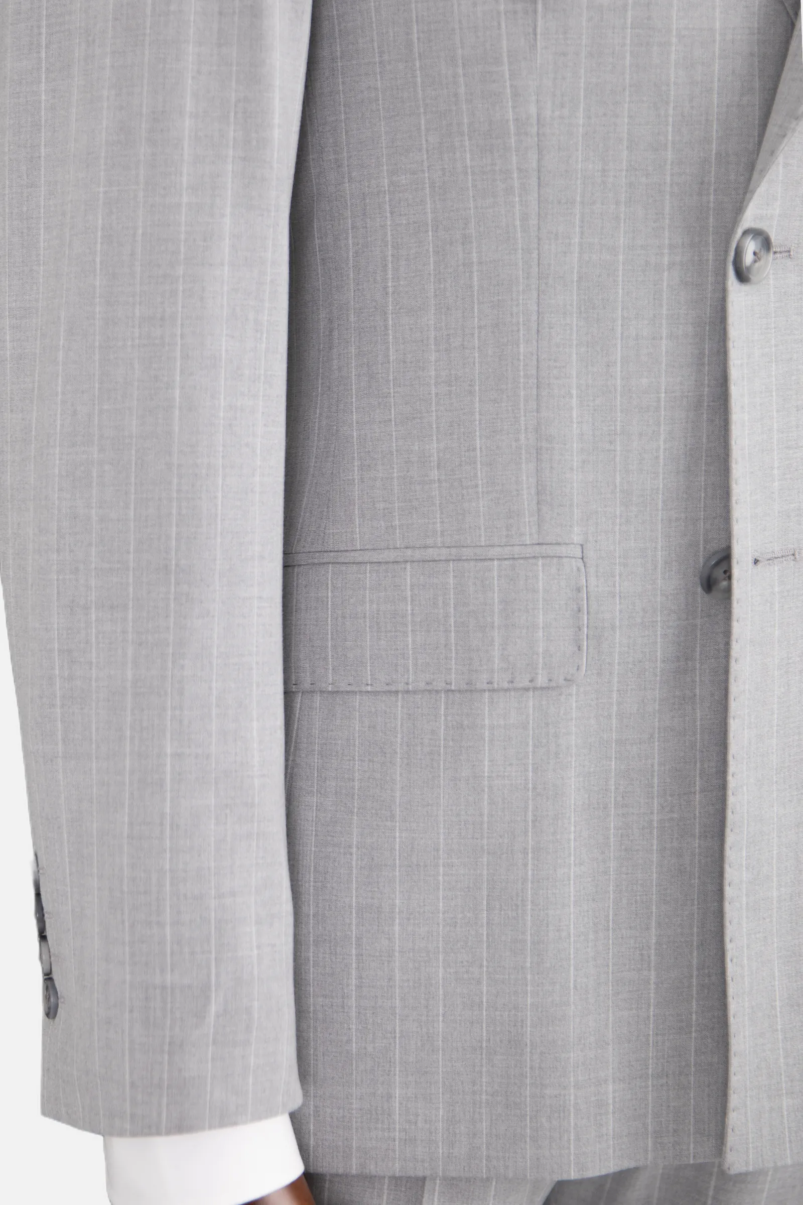 Kruvaze Çizgili Takım Elbise - A.Gri