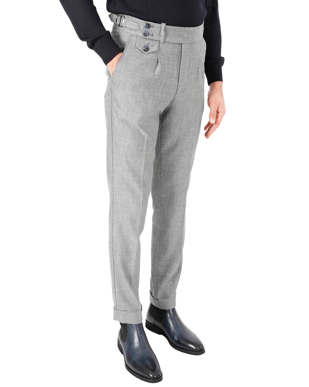 Single Pleat Trousers - Grey