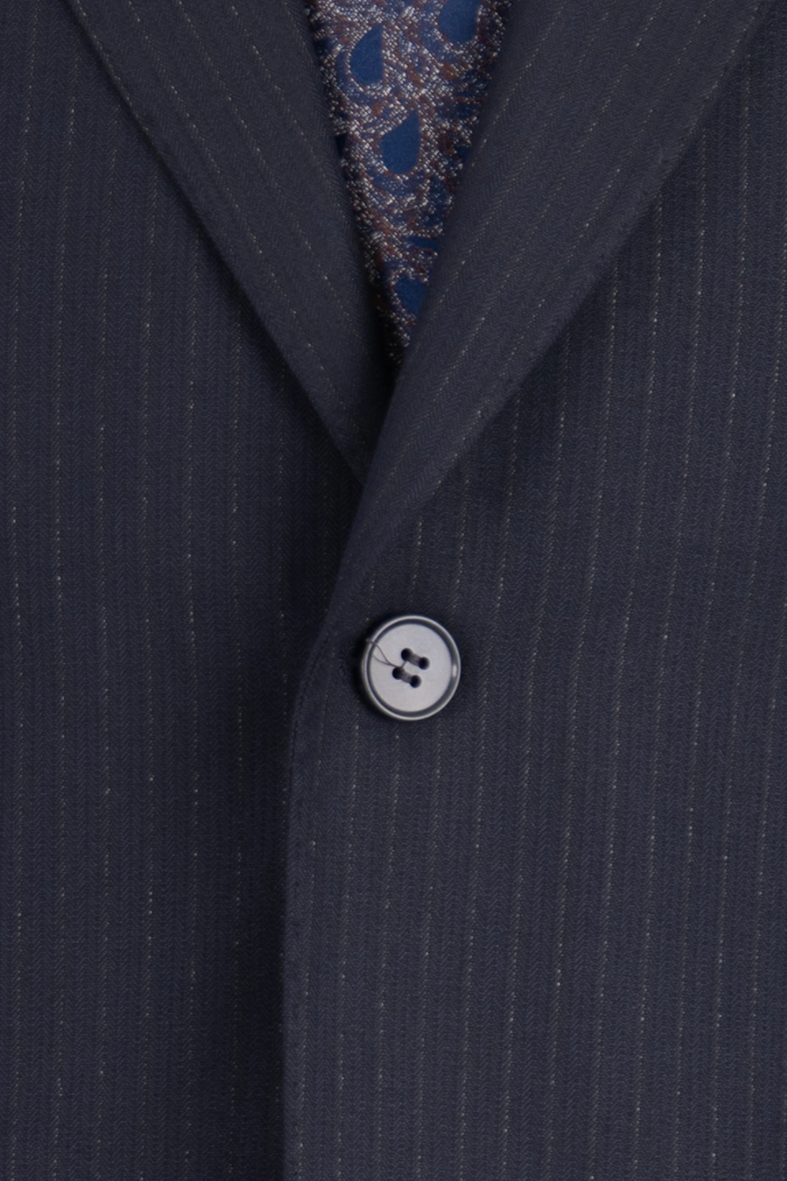 Yün Çizgili Takım Elbise - Lacivert