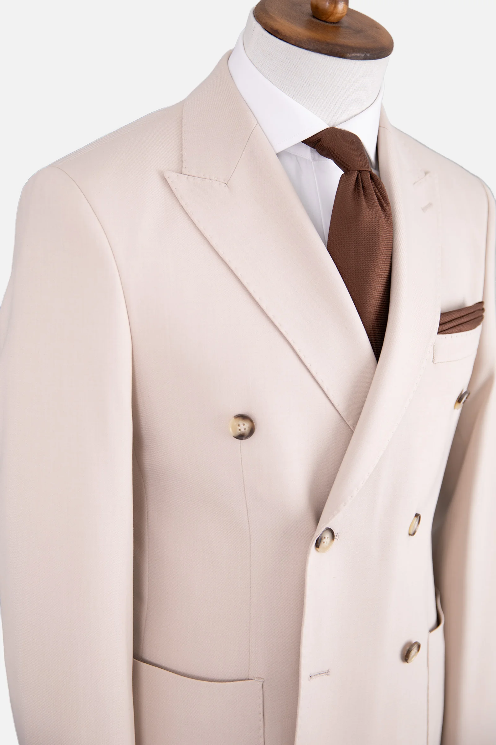 Erkek Kruvaze Takım Elbise - Bej