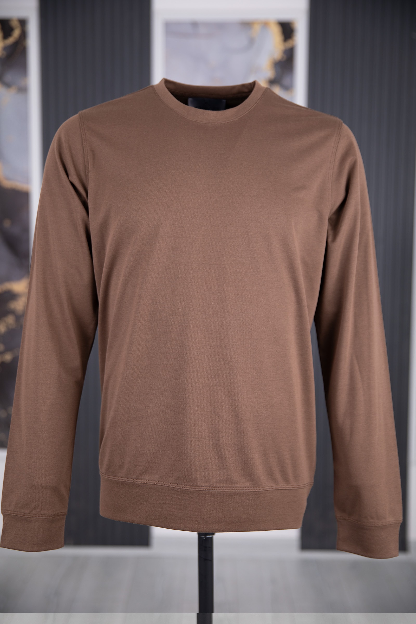 Bisiklet Yaka Sweatshirt - Kahverengi
