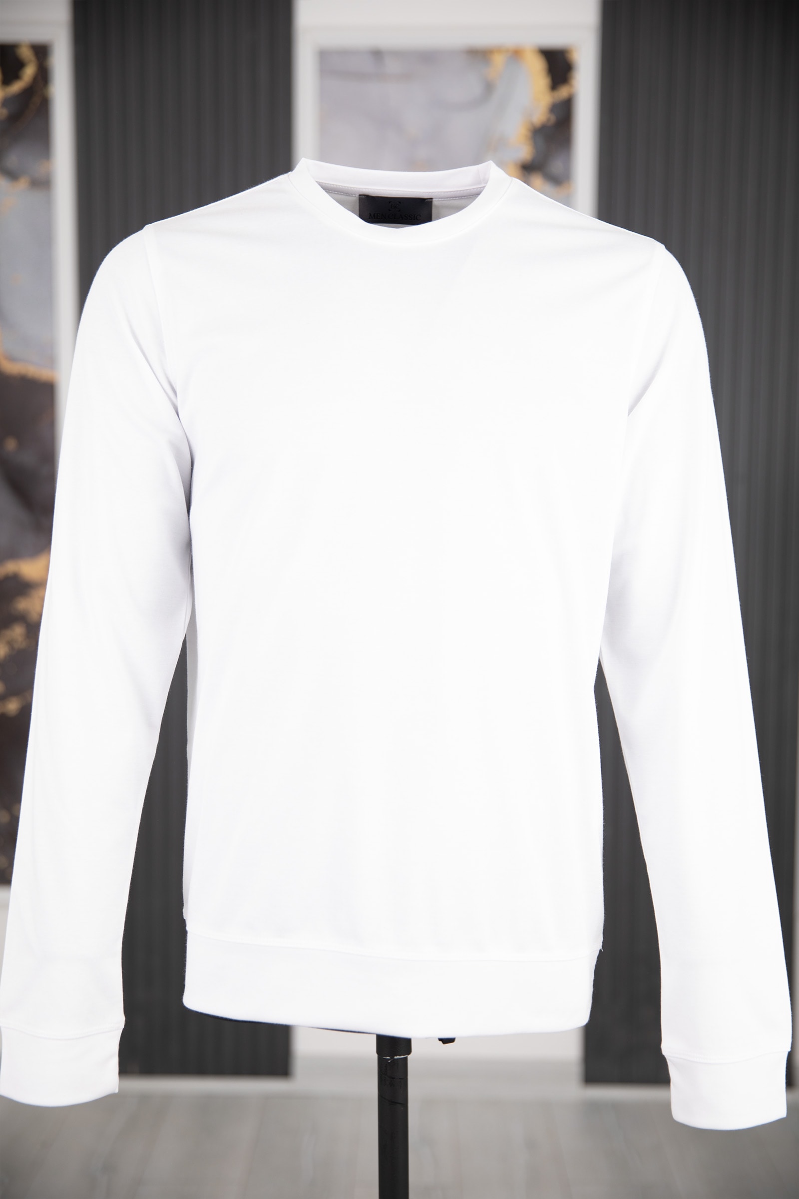 Bisiklet Yaka Sweatshirt - Beyaz