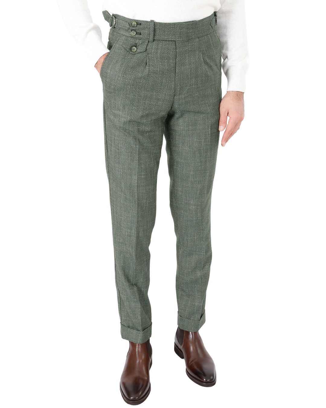 Single Pleat Trousers - Green