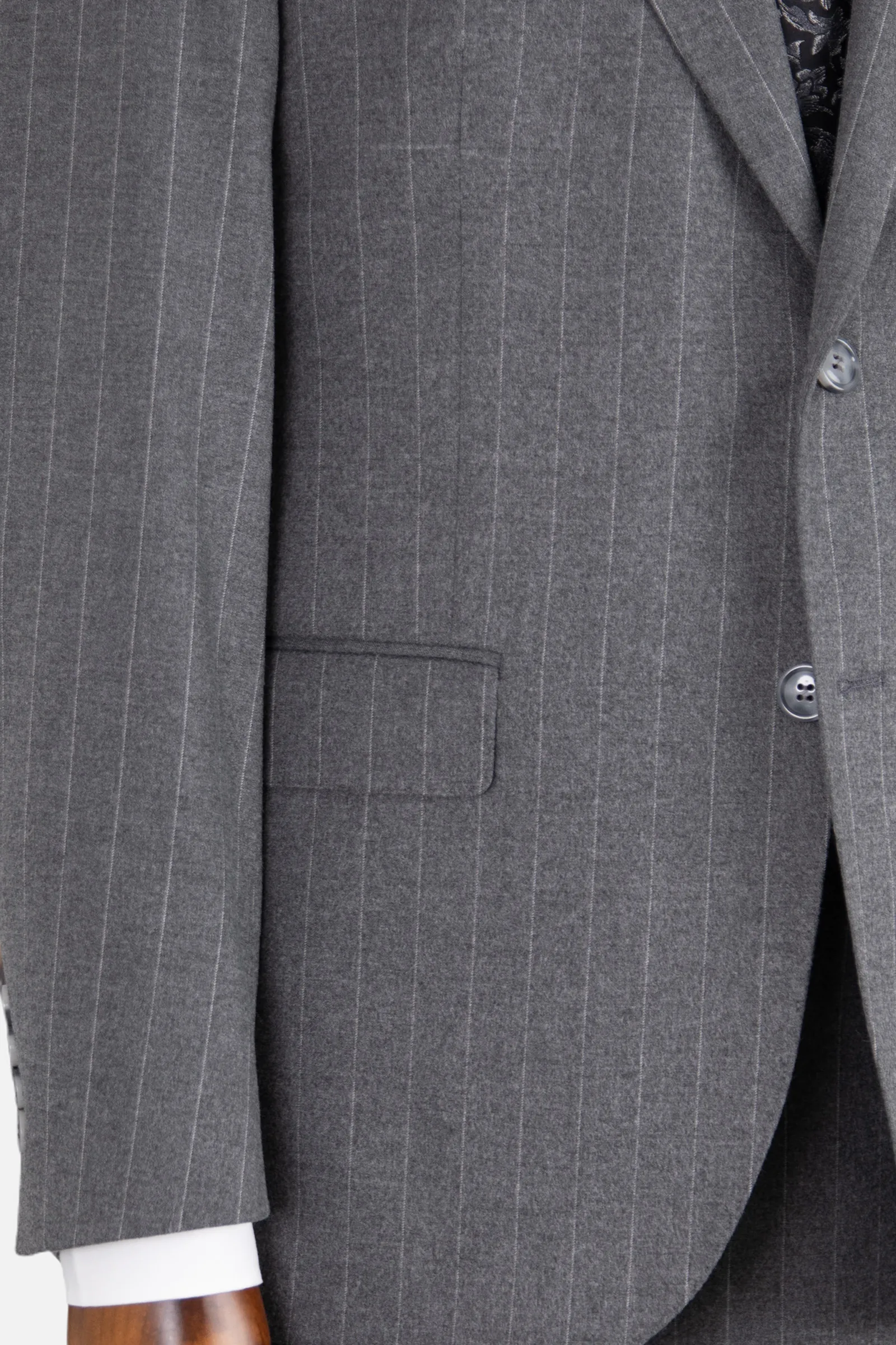 Yün Çizgili Takım Elbise - Gri