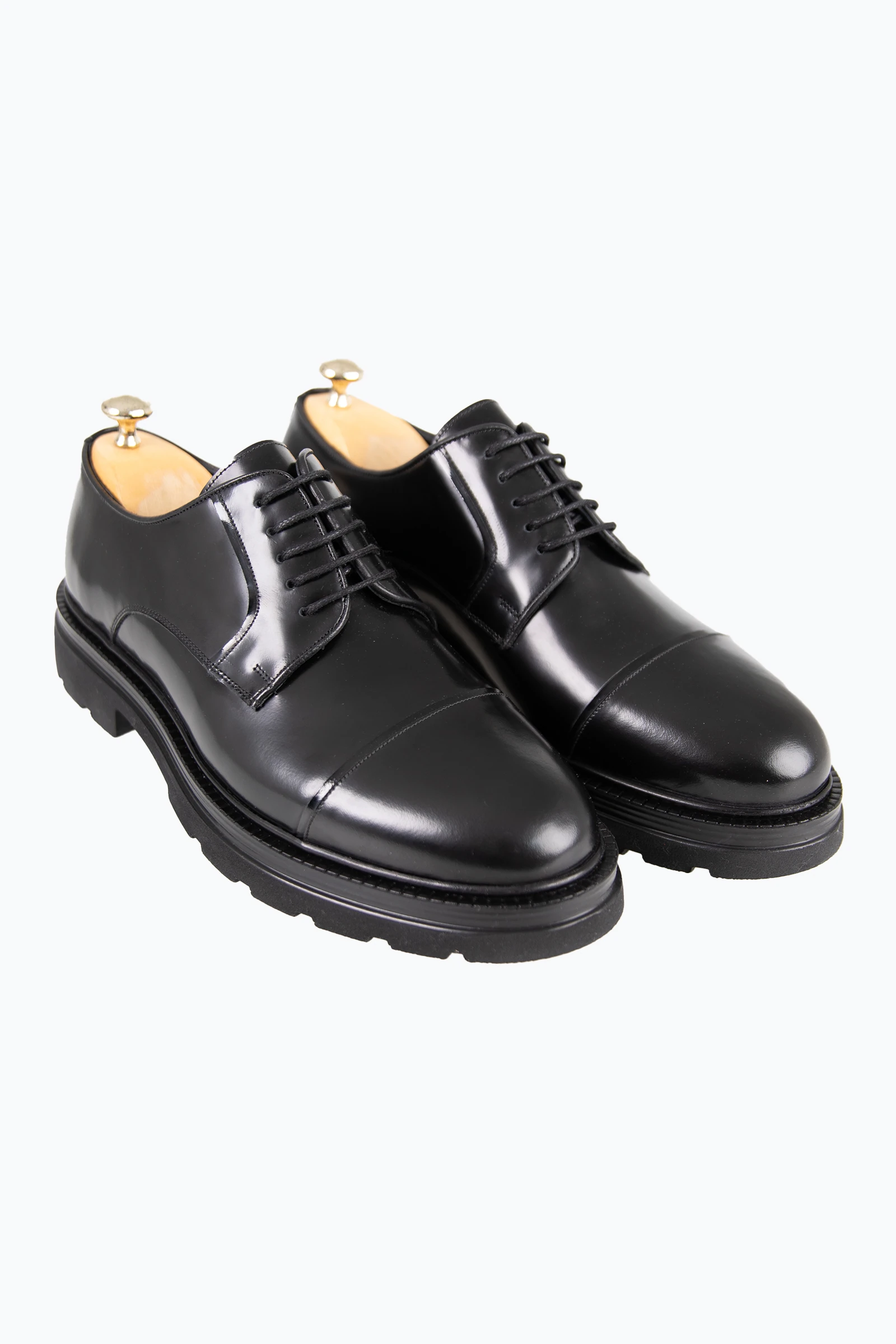 Erkek Bağcıklı Eva Taban Deri Ayakkabı - Siyah Açma