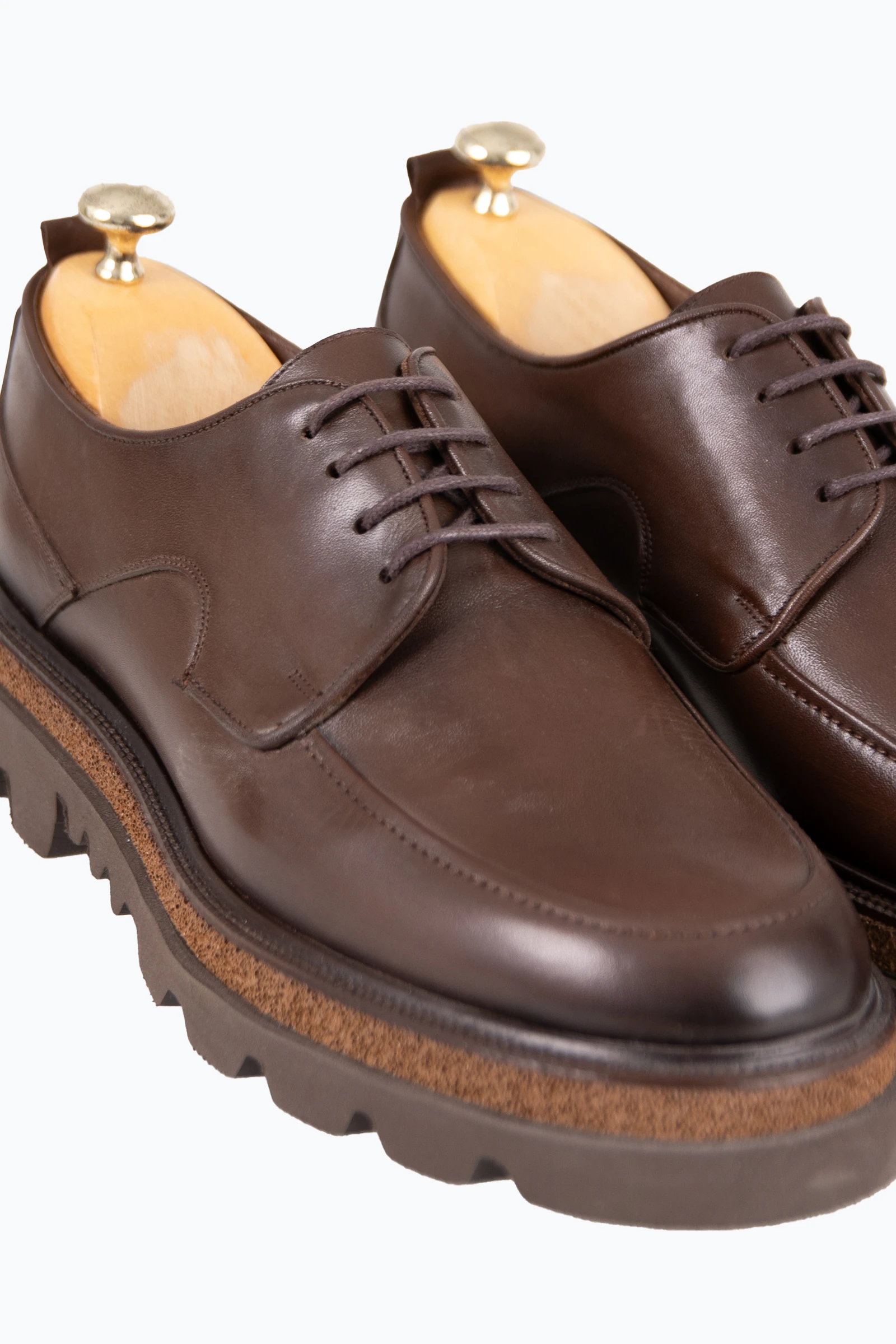 Erkek Bağcıklı Eva Taban Deri Ayakkabı - Kahverengi