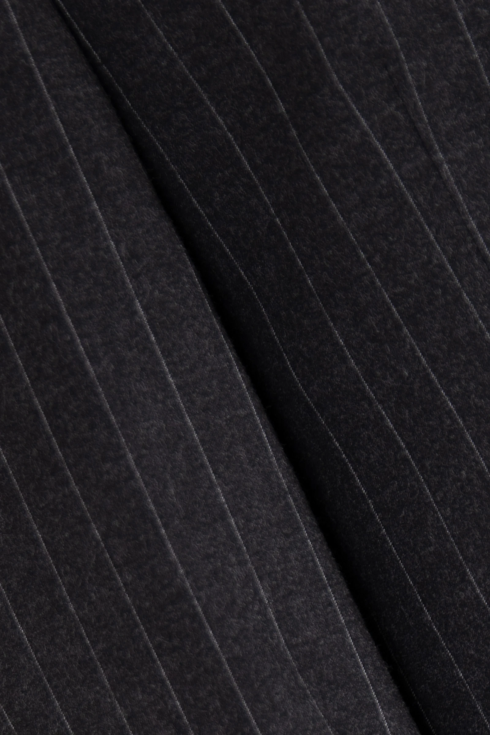 Yün Çizgili Takım Elbise - Siyah