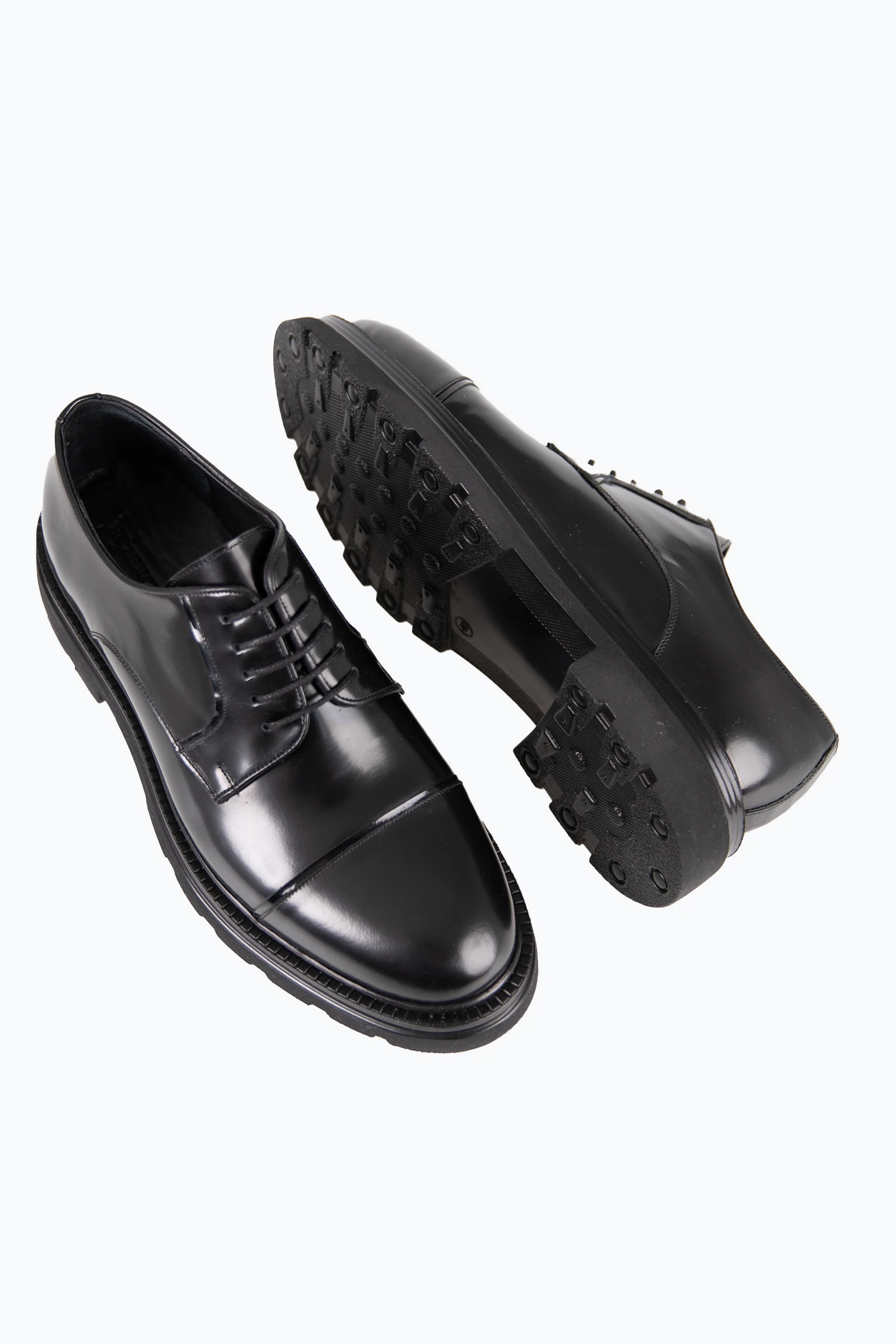 Erkek Bağcıklı Eva Taban Deri Ayakkabı - Siyah Açma