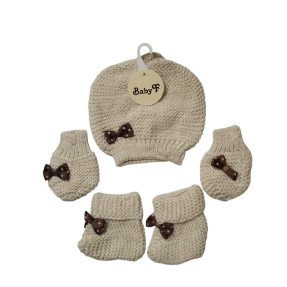 Ekinshop Triko 3 Lü Bebek Bere Eldiven Çorap Set