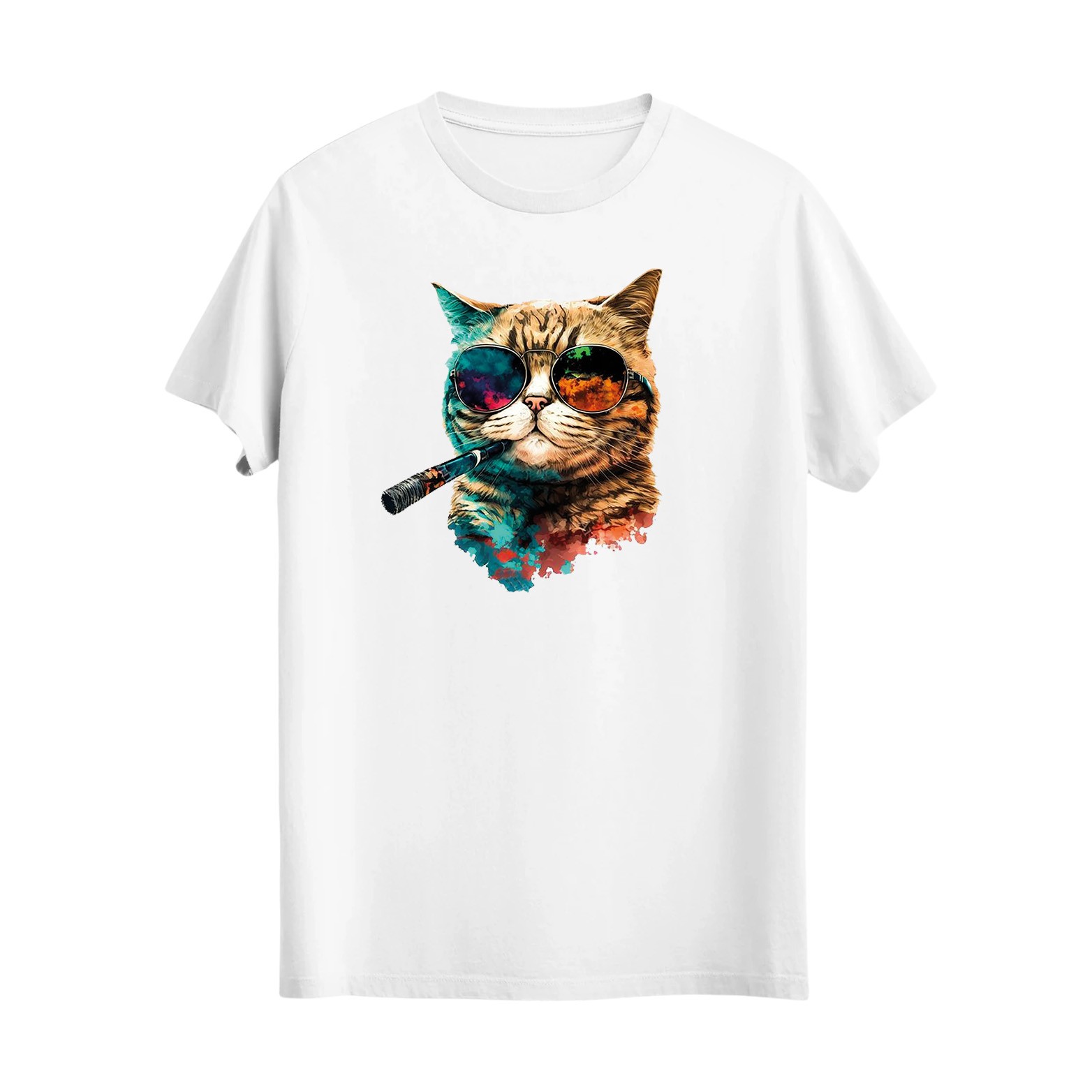 0043: Pro içen kedi Baskılı Tshirt. 