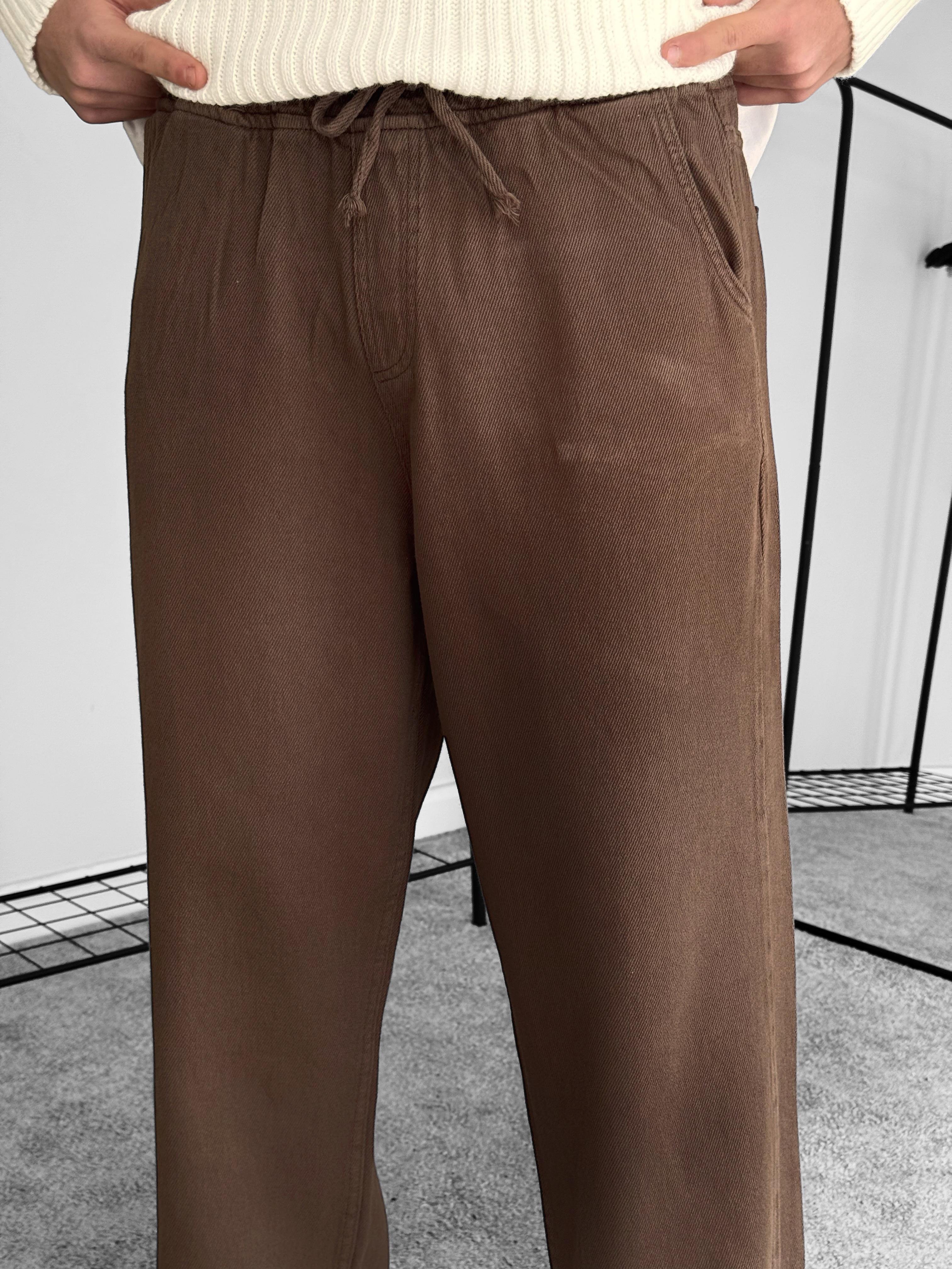 Gabardin Kumaş Baggy Kalıp Pantolon (VV202) - Acıkahve