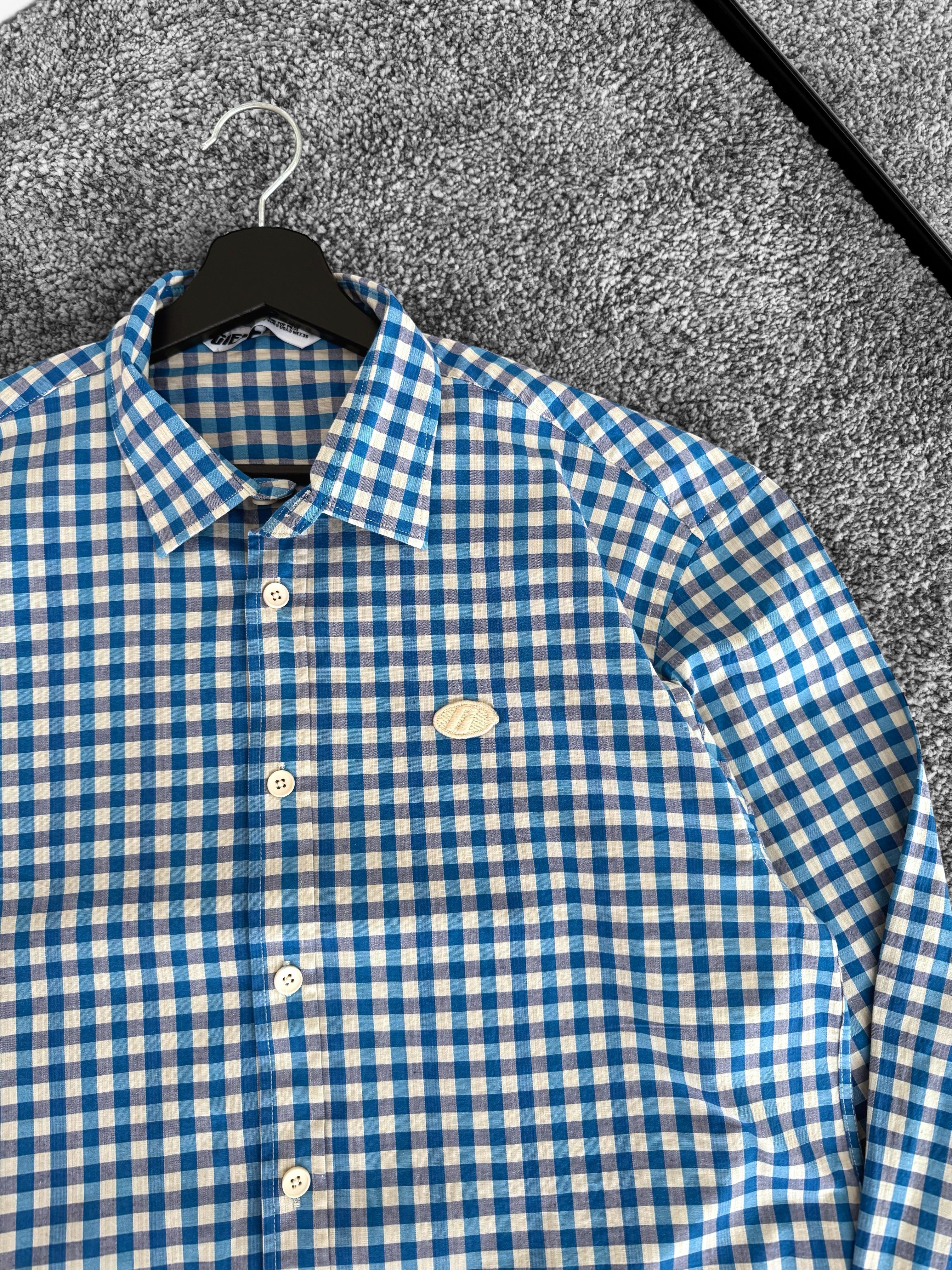 Kare Desenli Oversize Gömlek & Kot Baggy Pantolon (VV211) - Mavi