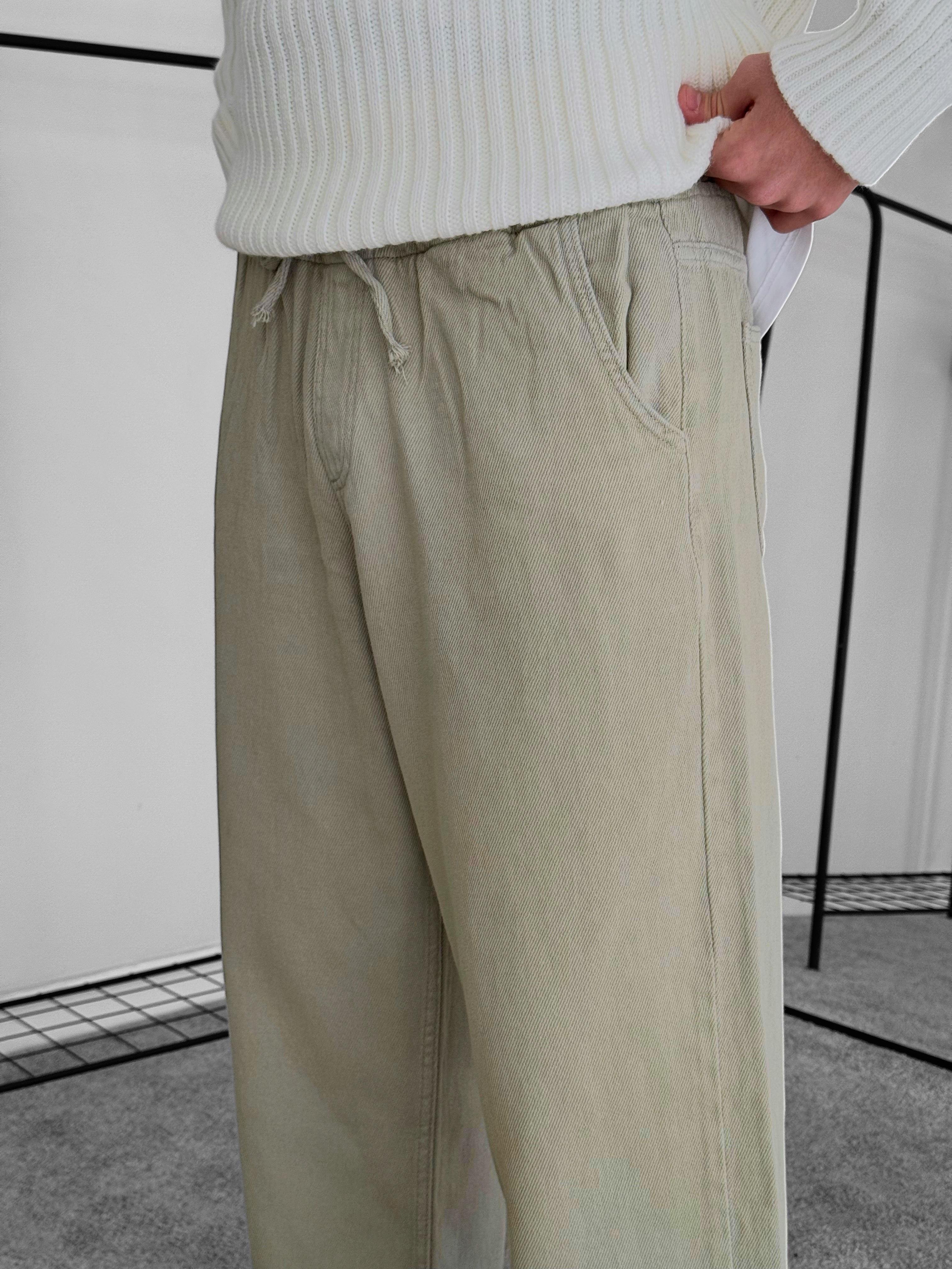 Gabardin Kumaş Baggy Kalıp Pantolon (VV202) - Mint