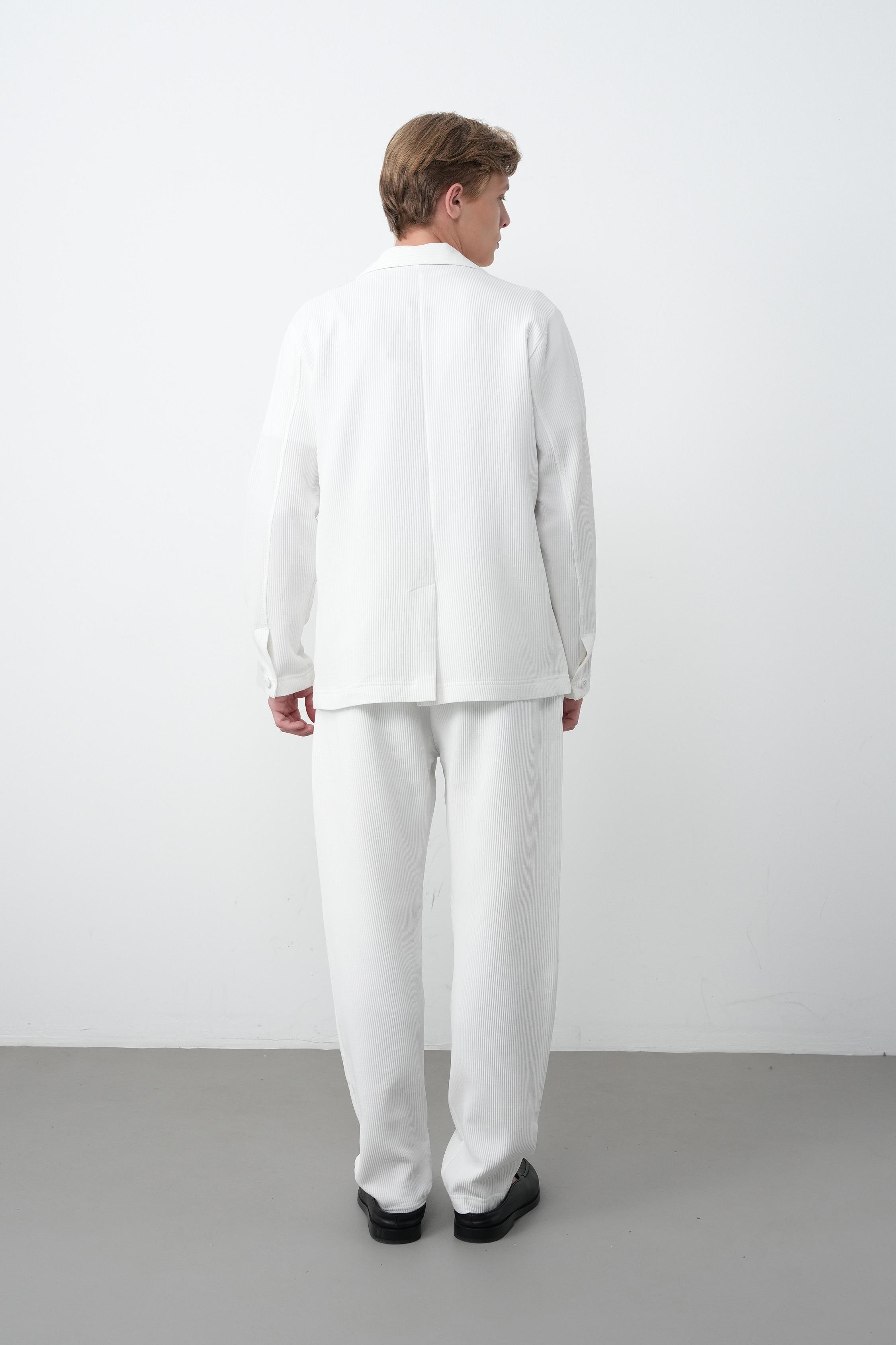 Fitilli Kumaş Oversize Takım (VP100) - Beyaz