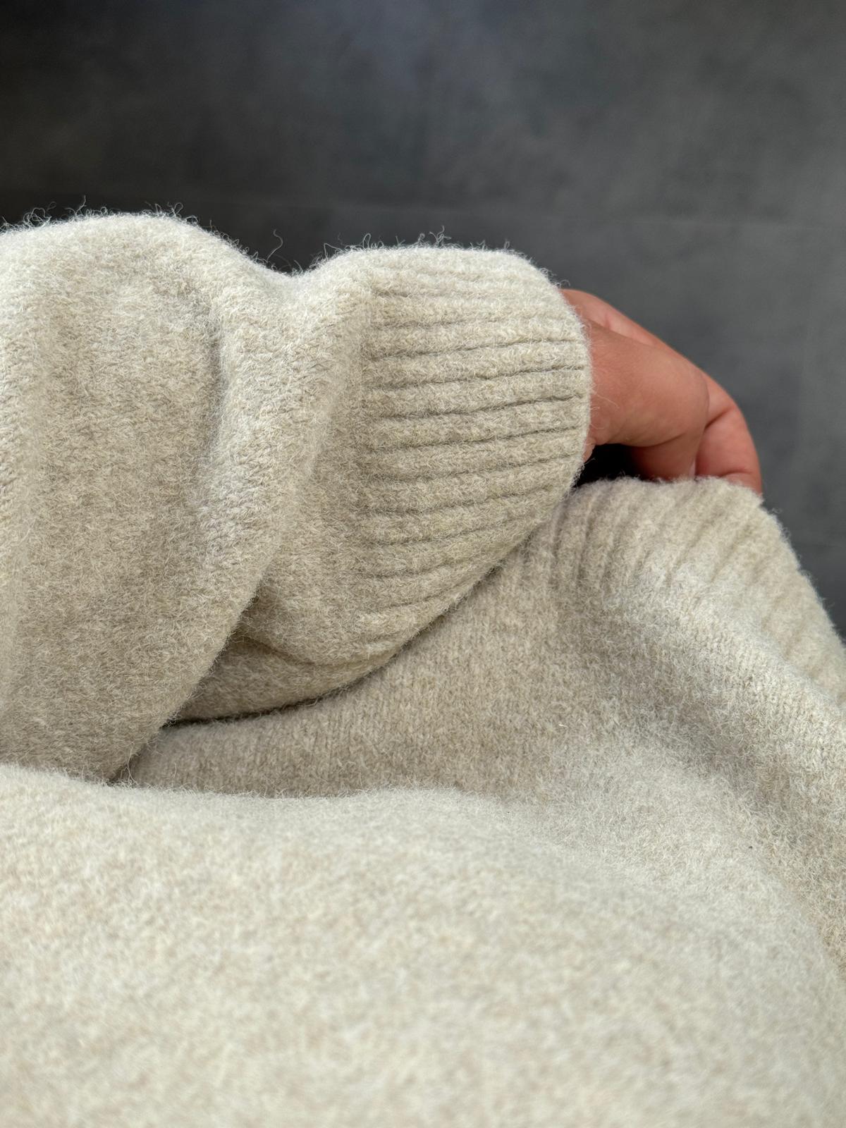 Yüksek Kalite Oversize Triko Kazak (VV382) - Bej