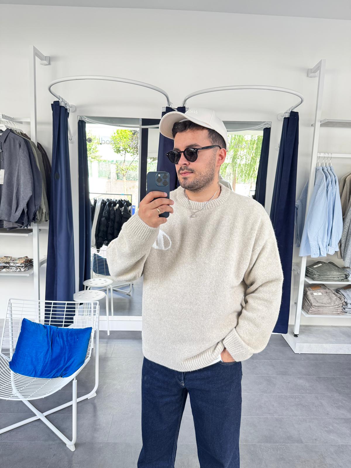 Yüksek Kalite Oversize Triko Kazak (VV382) - Bej