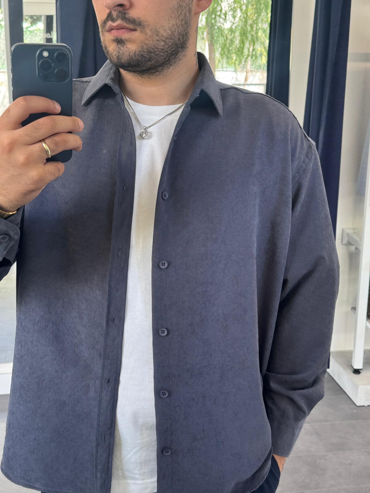 Düz Modal Kumaş Oversize Gömlek (VV386) - Antrasit