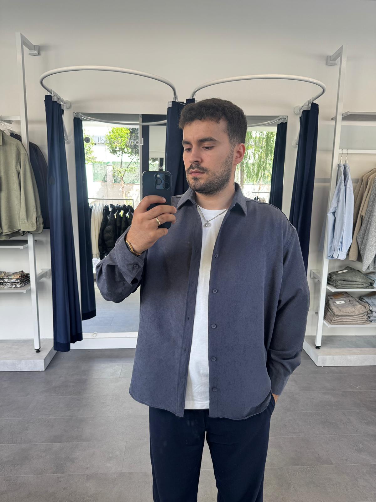 Düz Modal Kumaş Oversize Gömlek (VV386) - Antrasit