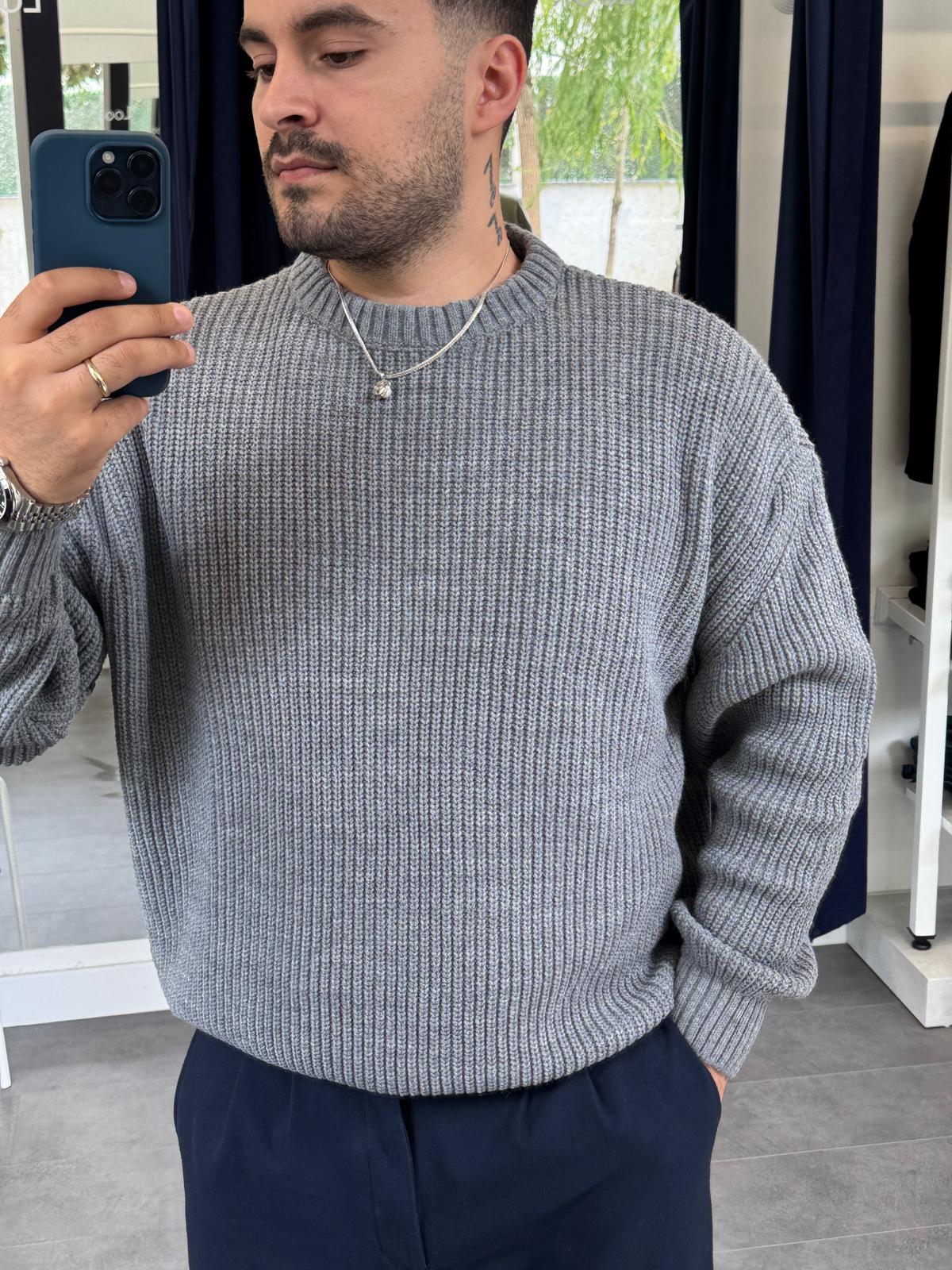 Düz GG Oversize Örme Kazak (VV392)