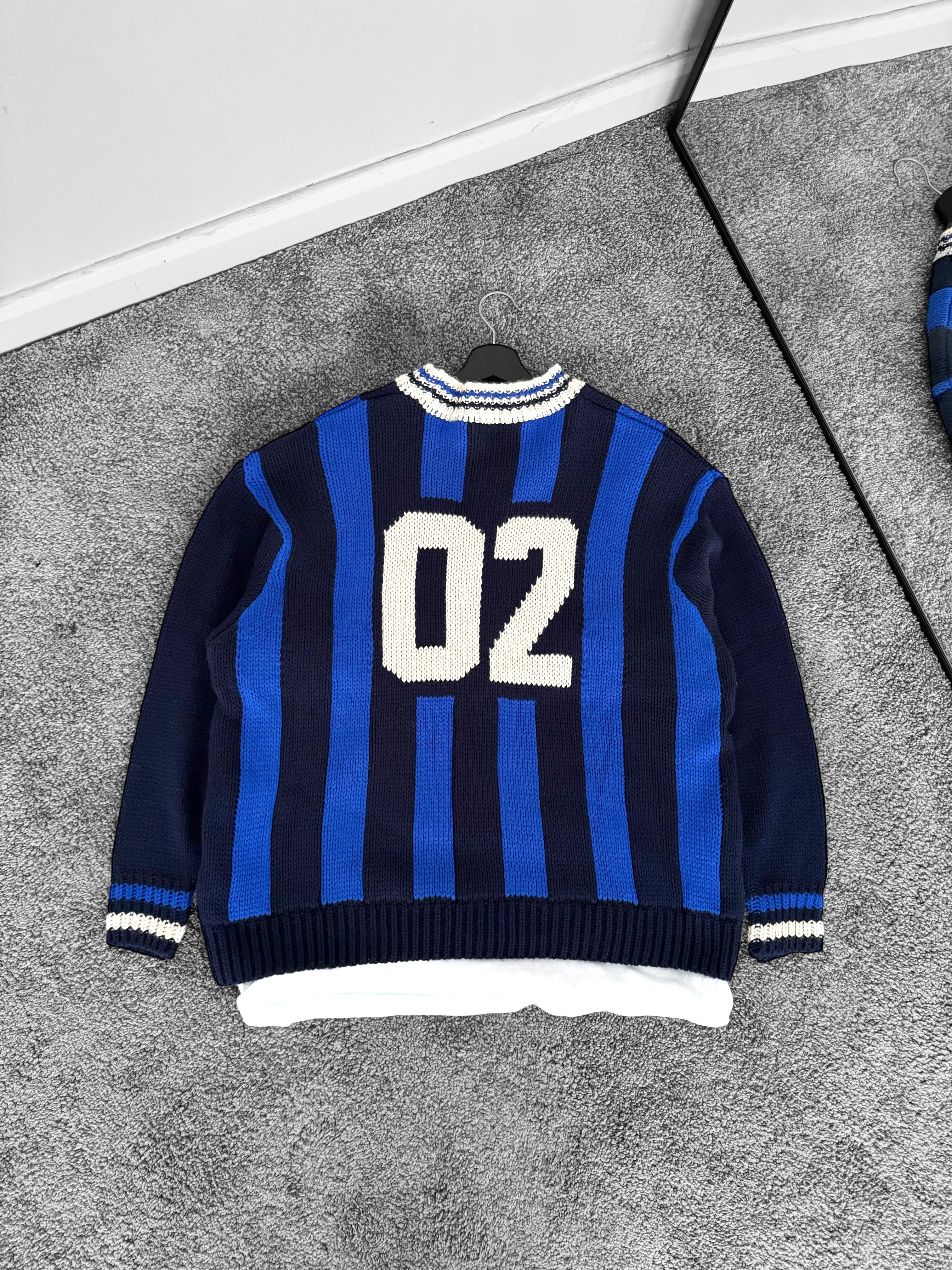 Lacivert Forma Desenli Oversize Triko Kazak & Kot Baggy Kalıp Pantolon (VV189)