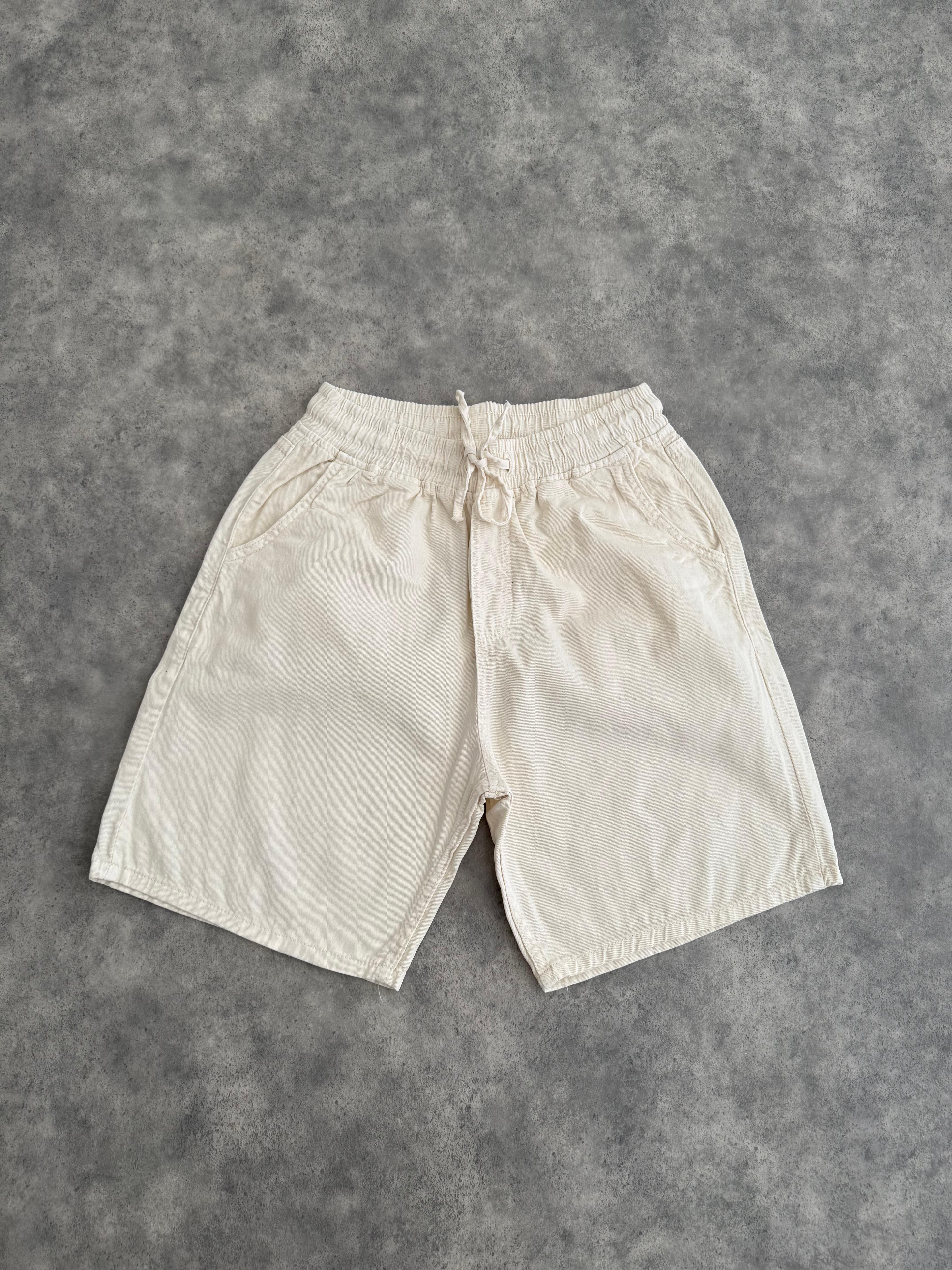 Bağcıklı Gabardin Şort (VV340) - Ekru