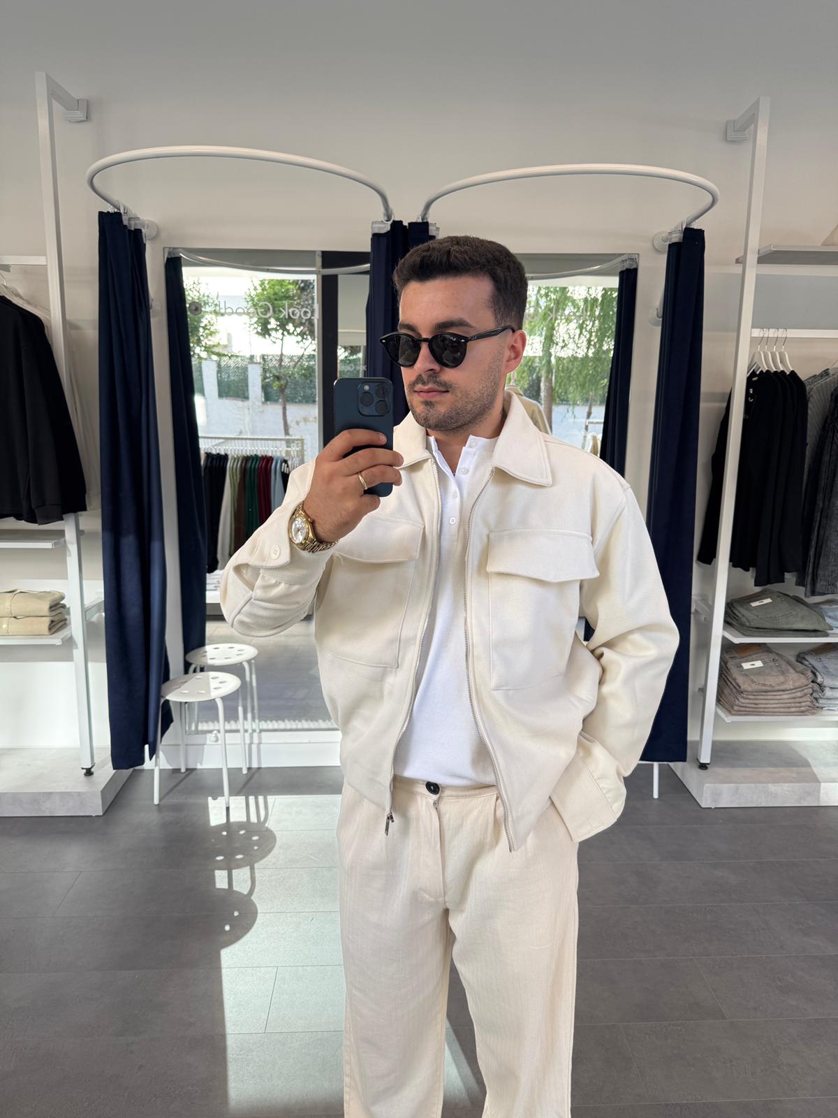 Kaşmir Kumaş Astarlı Mont (VV375) - Ekru