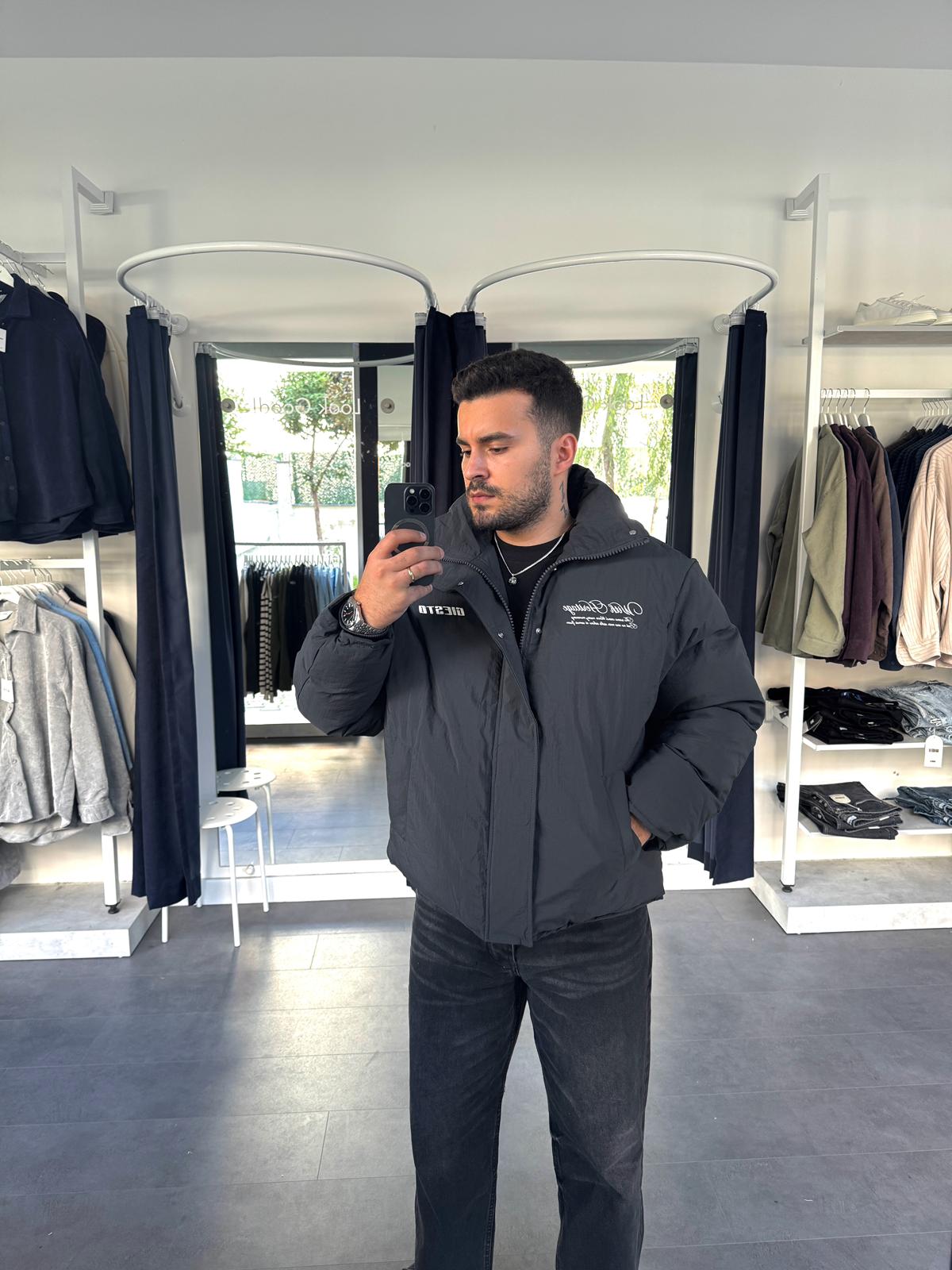 Sırt Nakışlı Oversize Şişme Mont (VV416)