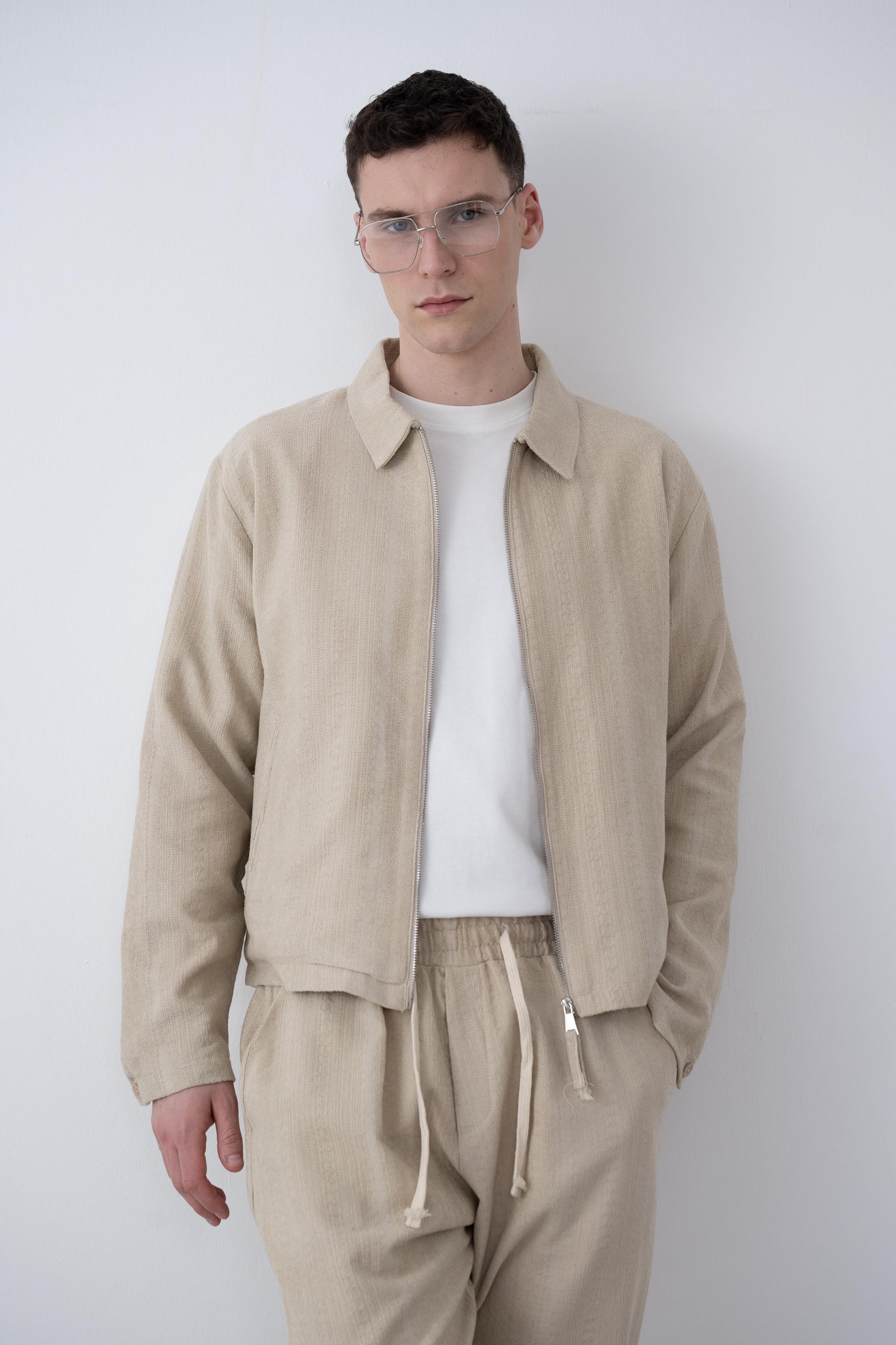 Etnik Desen Oversize Ceket (VP101) - Bej