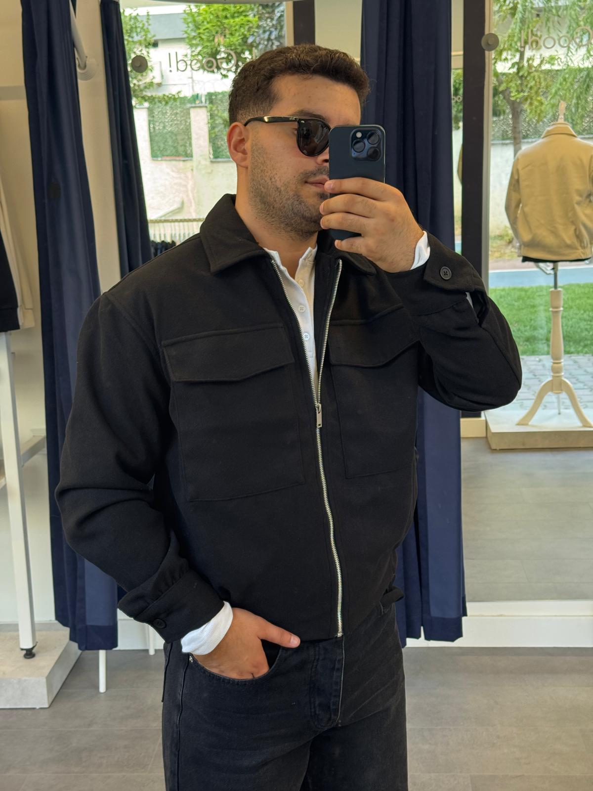 Kaşmir Kumaş Astarlı Mont (VV375) - Siyah