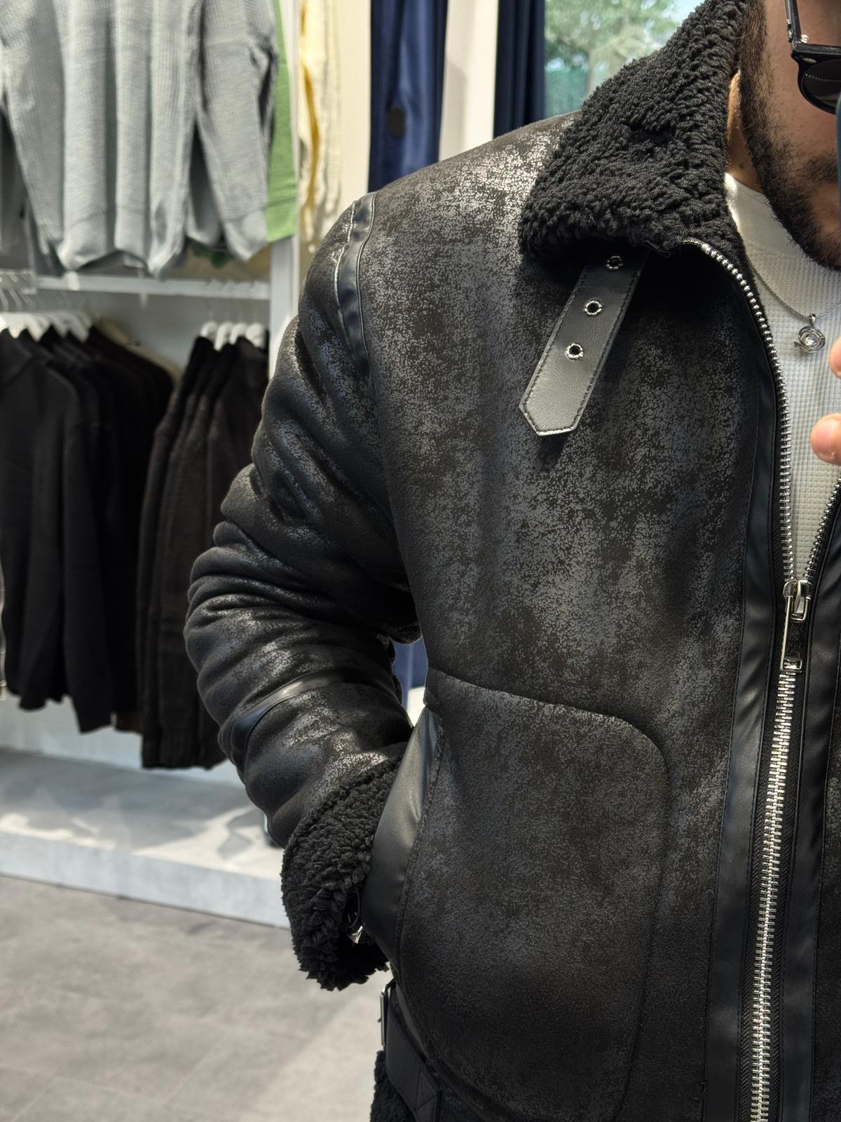 Kürklü Mat Süet Kemerli Mont (VV400)