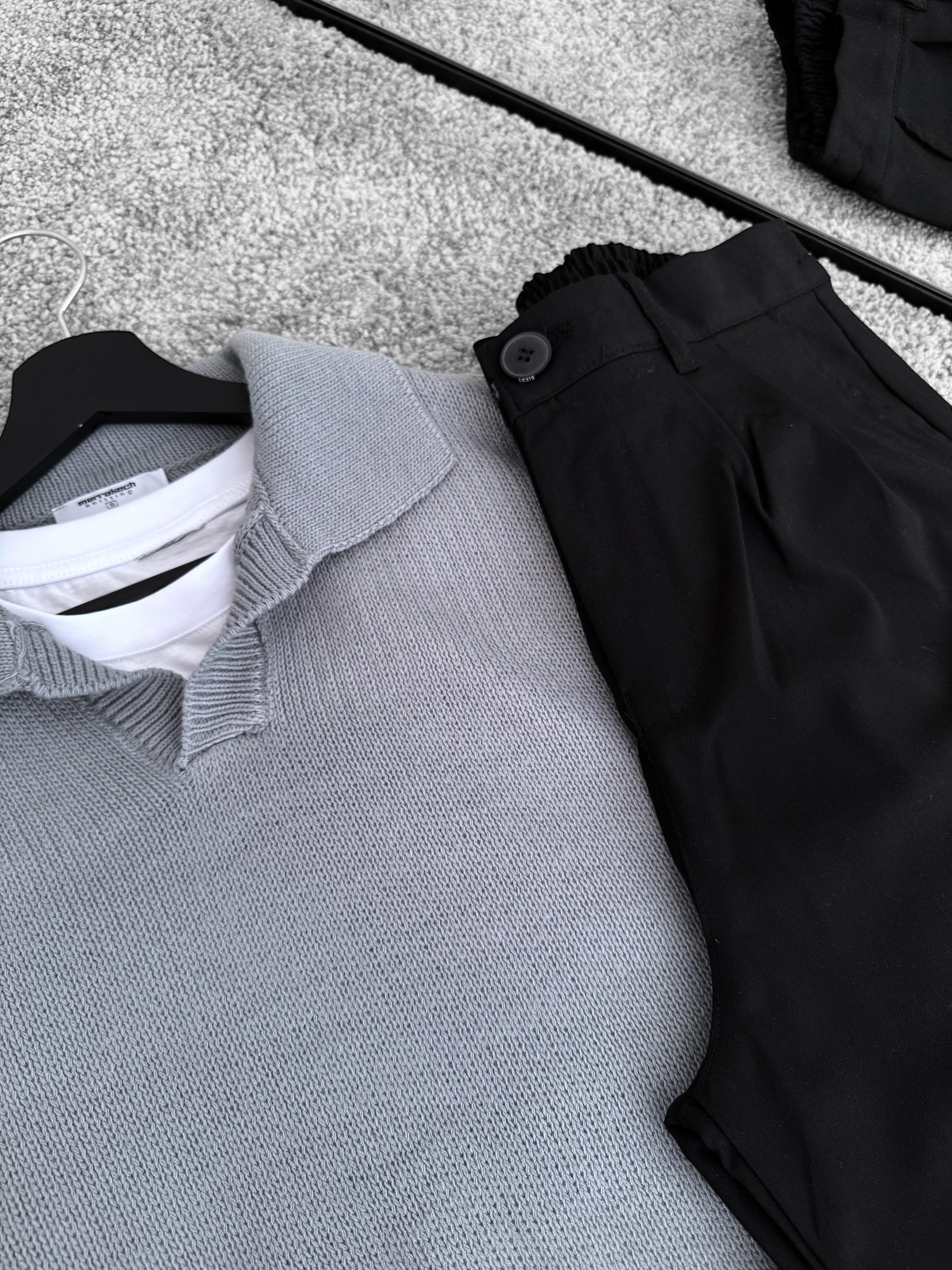 Gri Yumuşak Kumaş Tam Oversize Triko (VV173)