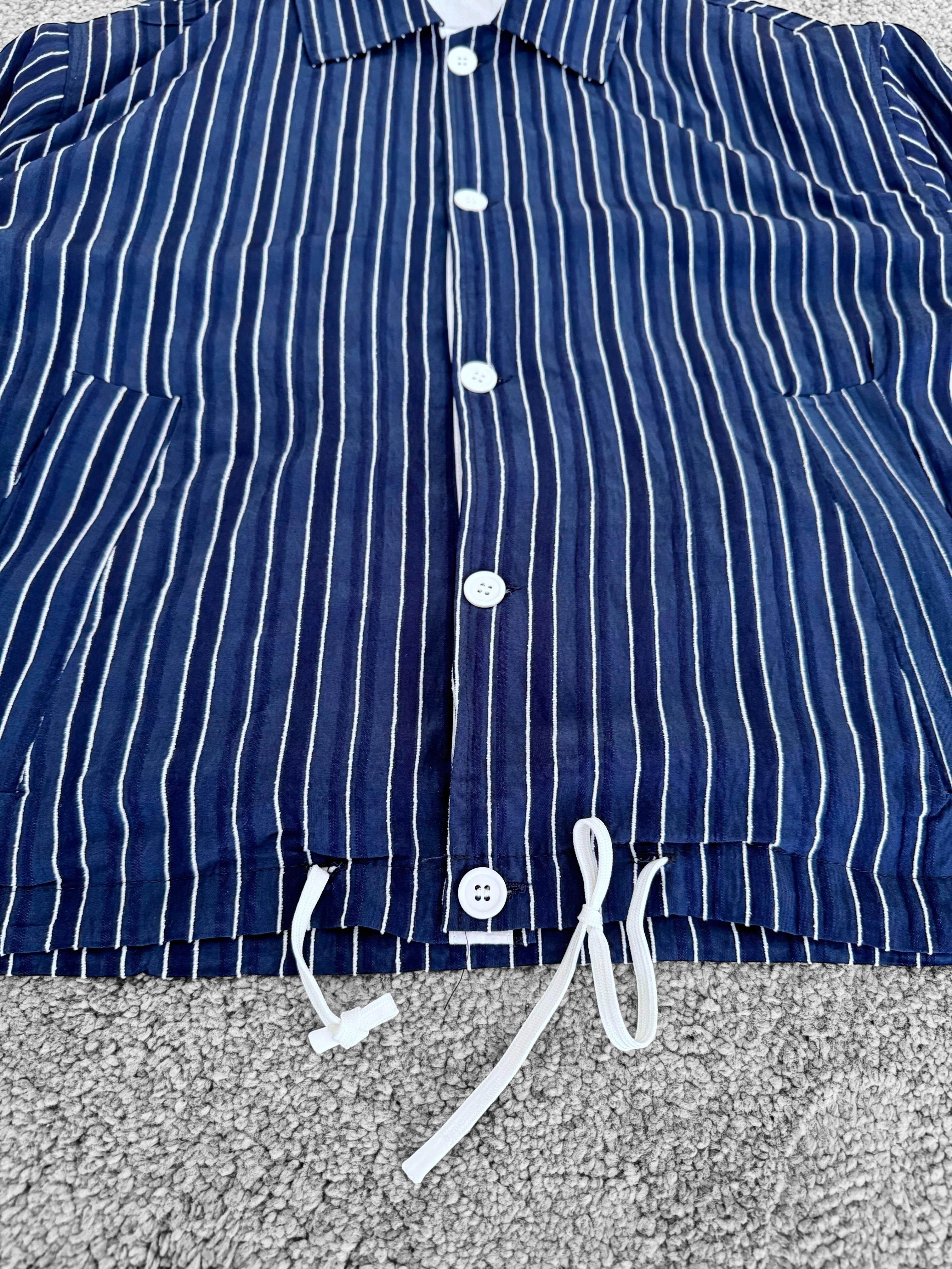 Astarlı Çizgili Oversize Ceket (VV314) - Lacivert