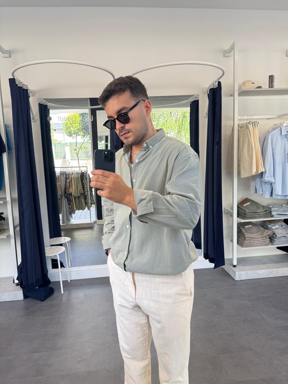 Oversize Fresh Keten Gömlek (VV361) - Haki