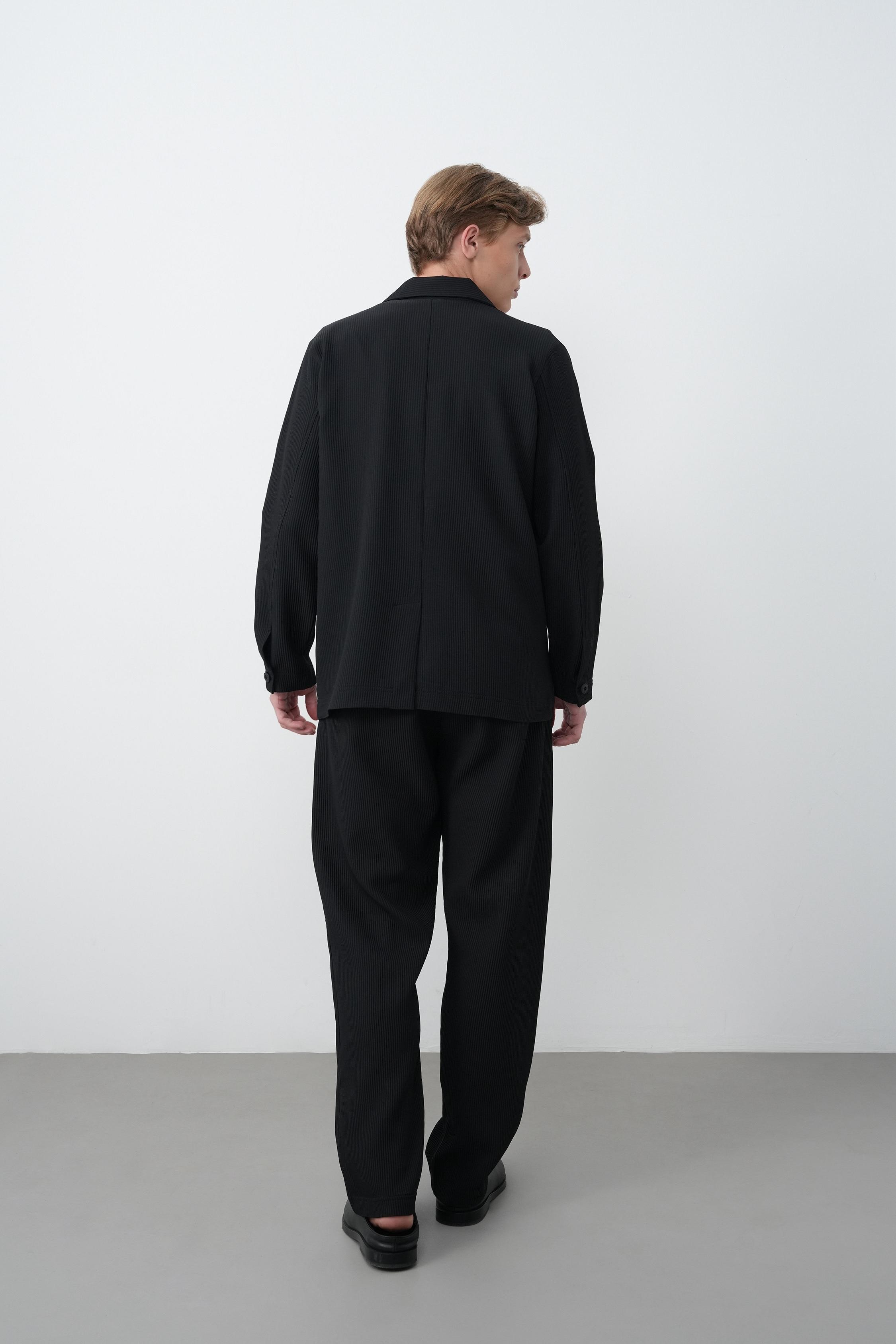 Fitilli Kumaş Oversize Takım (VP100) - Siyah