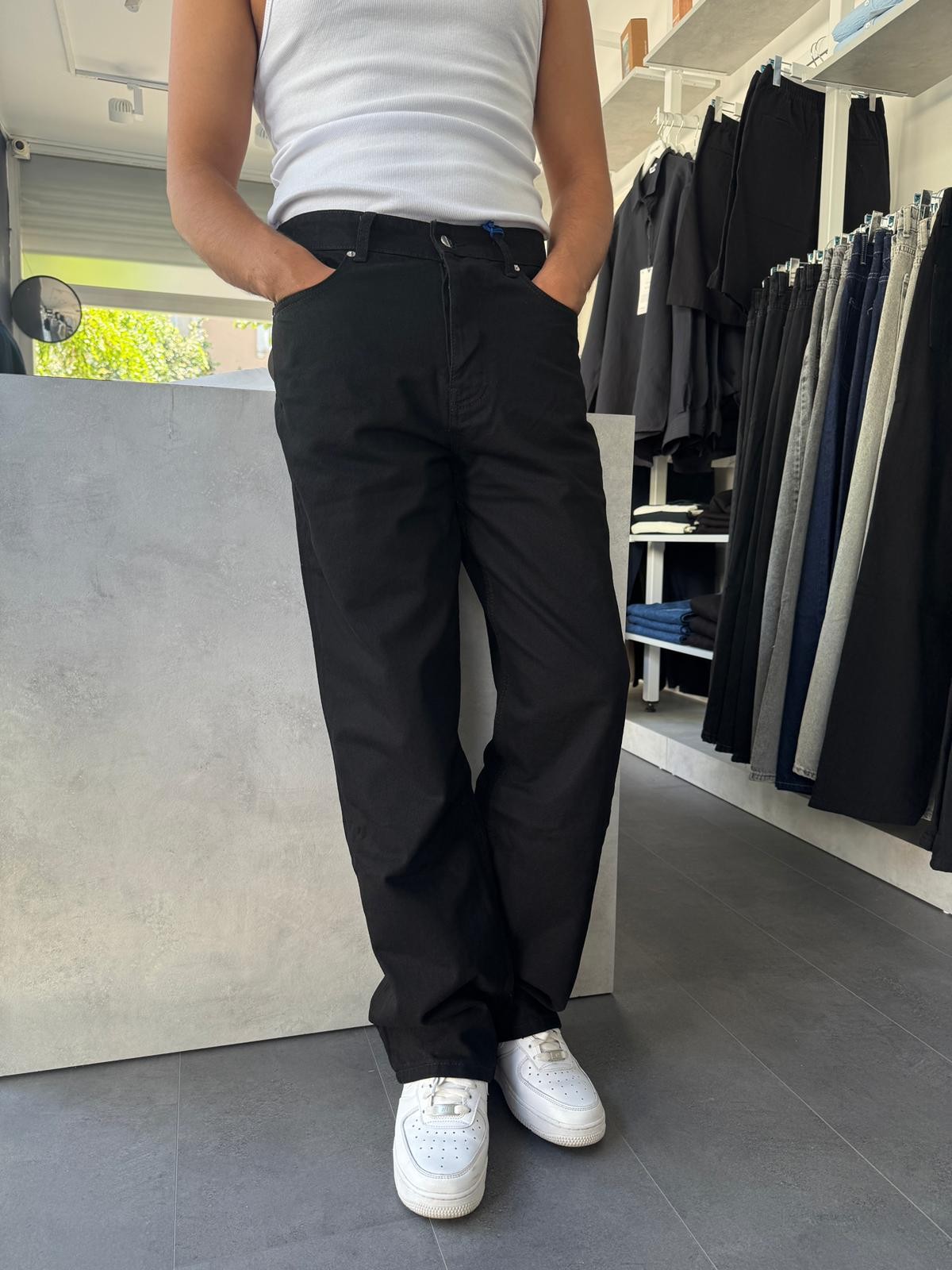  Regular Fit Baggy Kalıp Kot Pantolon (VV363) - Siyah