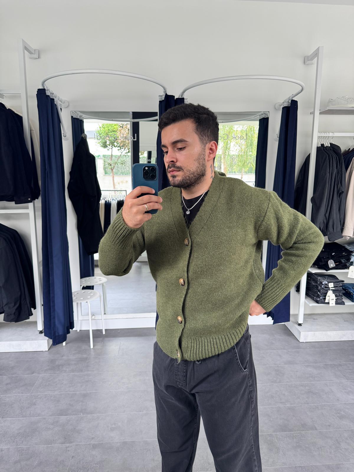 Yün Triko Hırka (VV408) - Haki