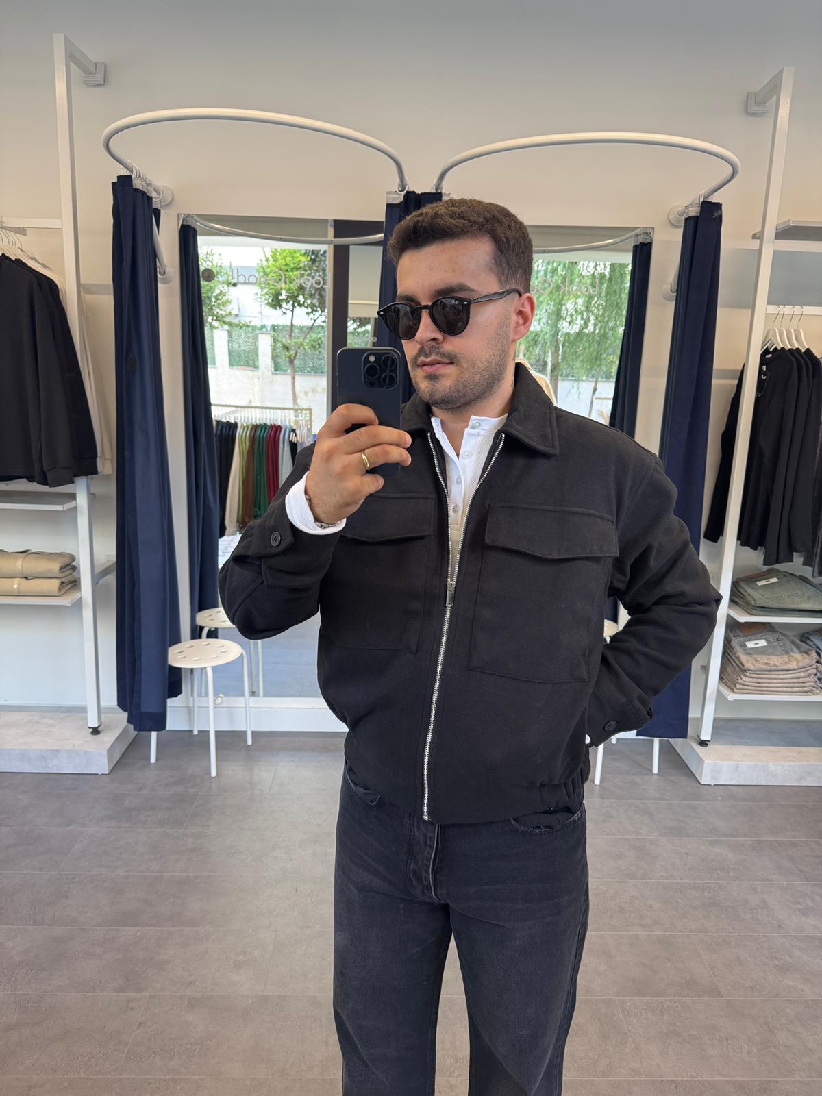 Kaşmir Kumaş Astarlı Mont (VV375) - Siyah