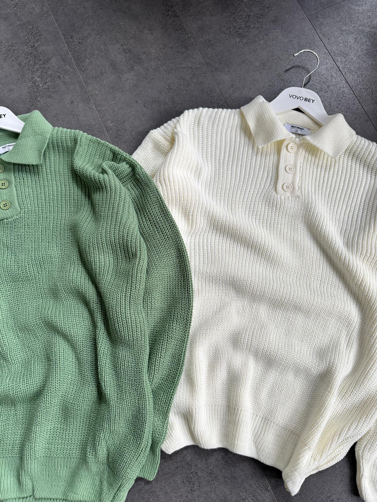 Üç Düğmeli Oversize Triko Kazak (VV401)