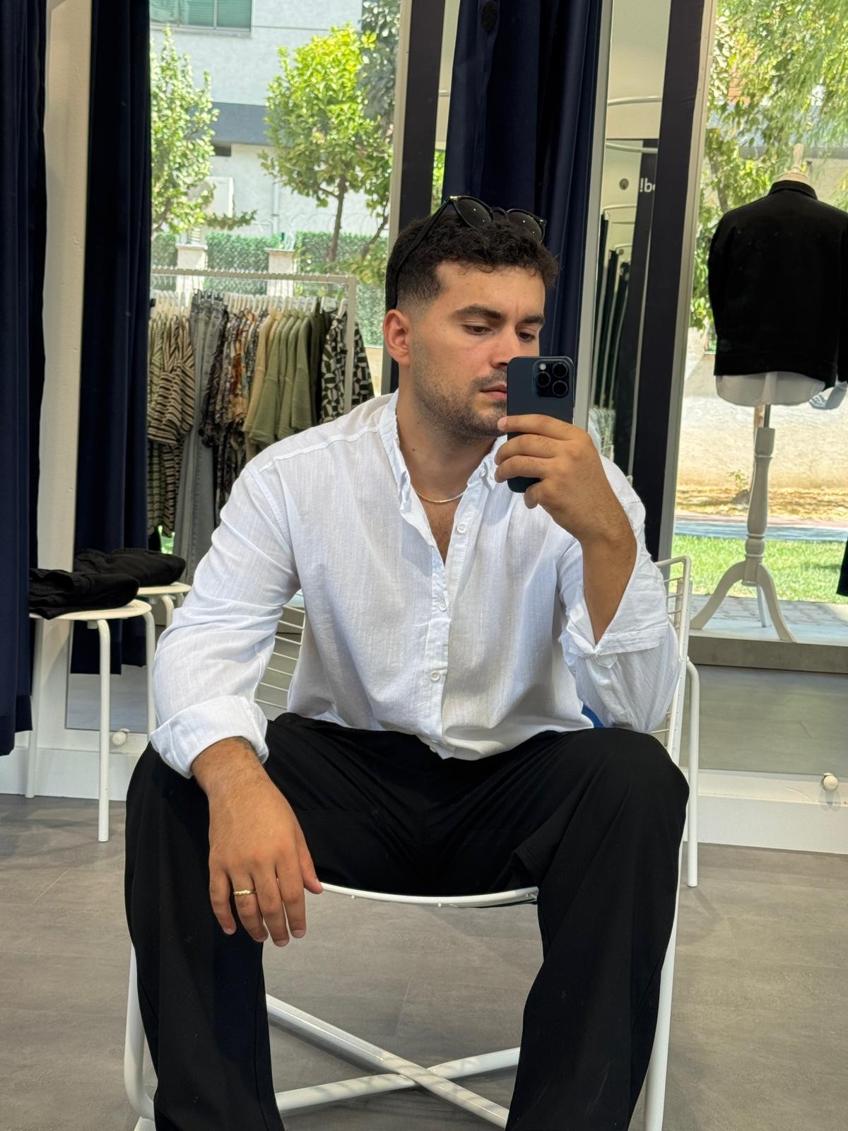 Oversize Fresh Keten Gömlek (VV361) - Beyaz