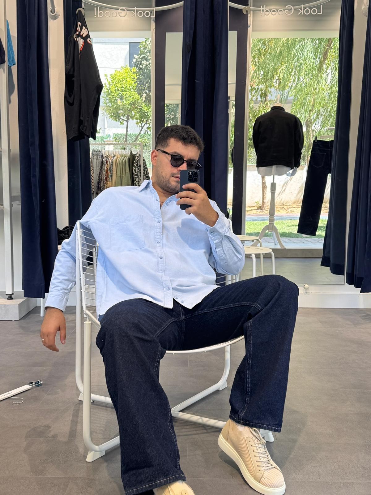 Oxford Kumaş Oversize Cepli Gömlek (VV365) - Bebe Mavi