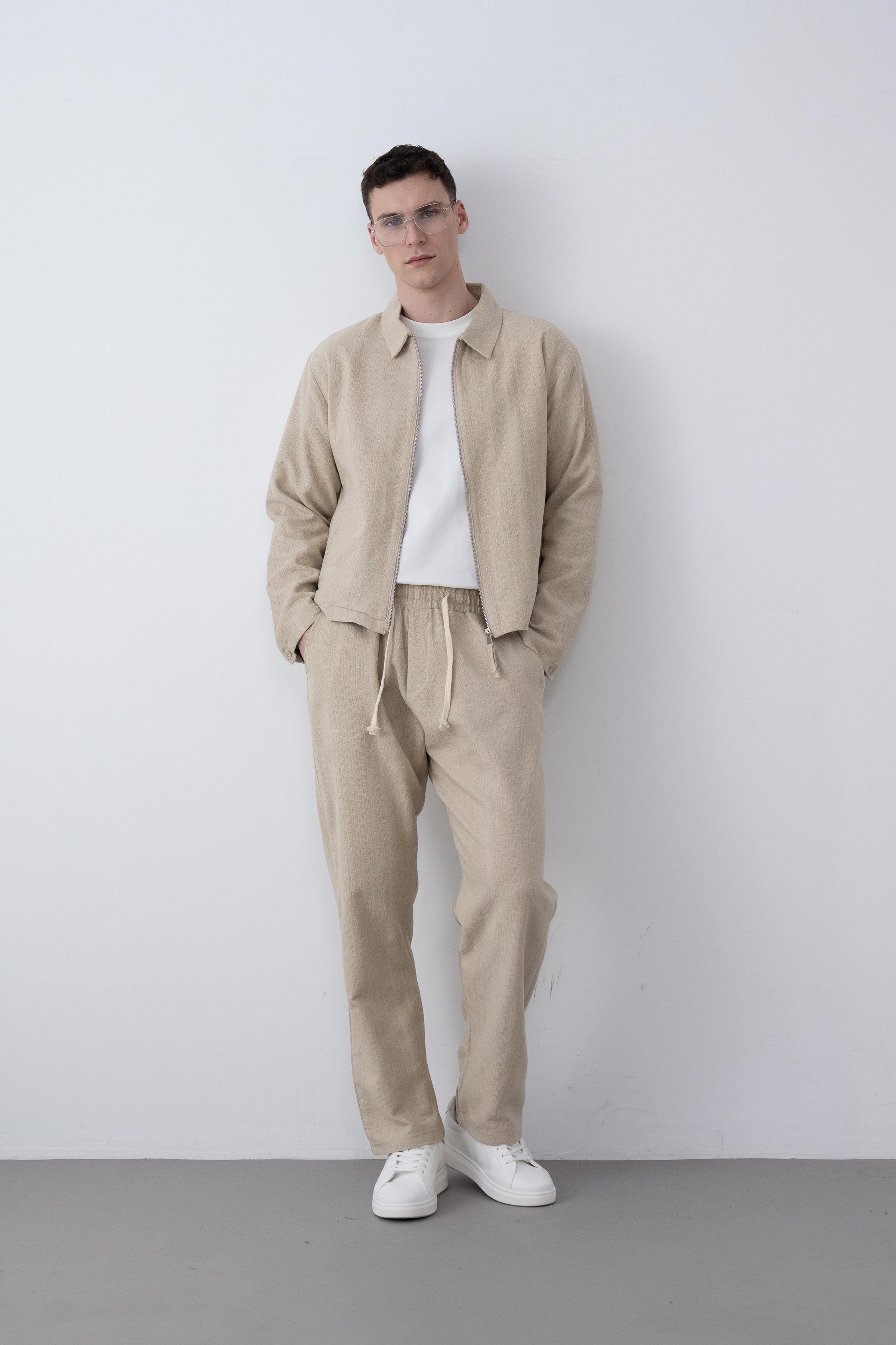 Etnik Desen Oversize Takım (VP103) - Bej