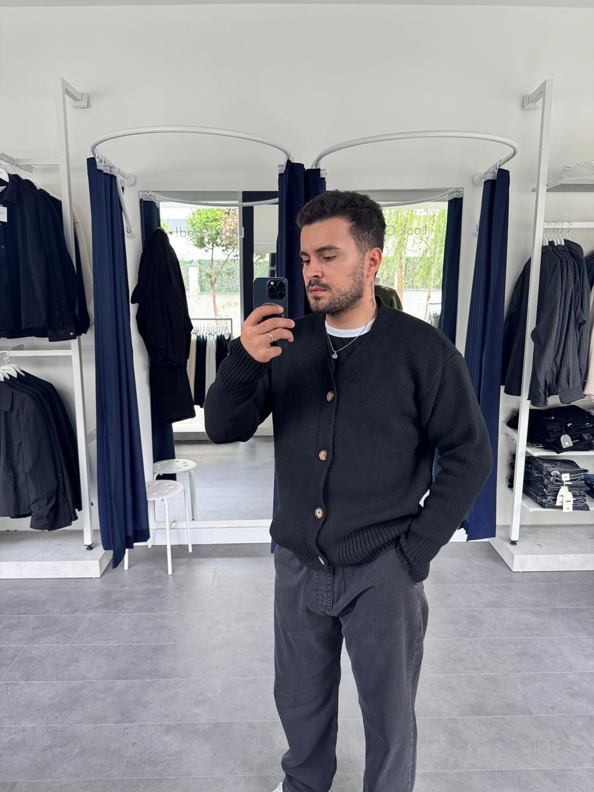 Yün Triko Hırka (VV408) - Siyah