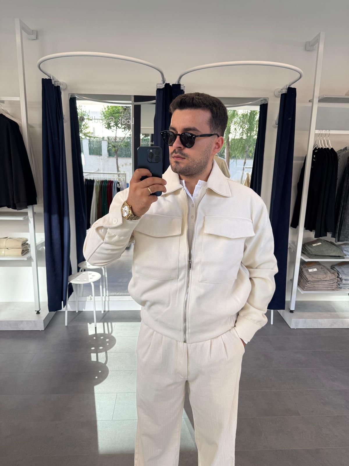 Kaşmir Kumaş Astarlı Mont (VV375) - Ekru