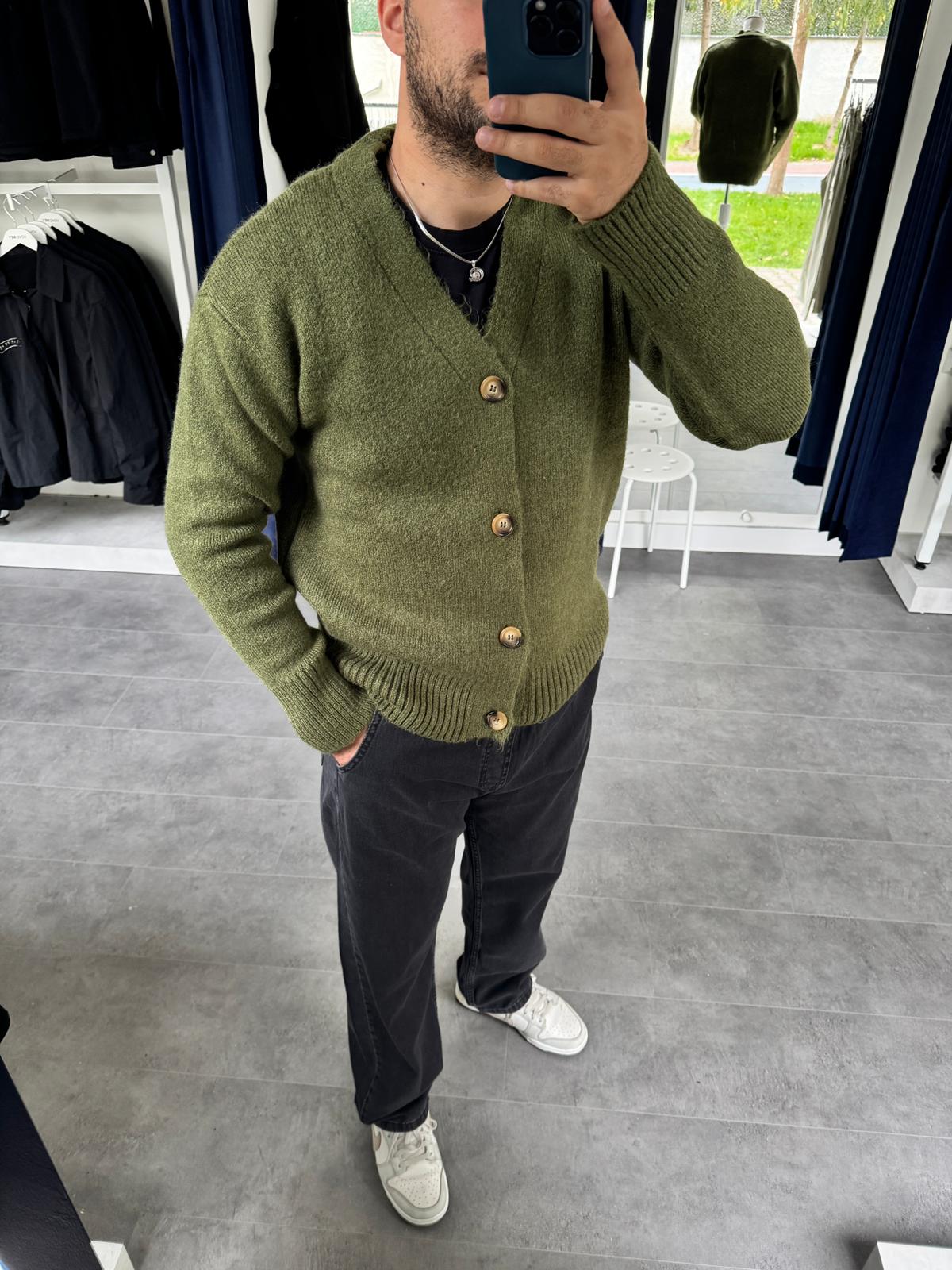 Yün Triko Hırka (VV408) - Haki